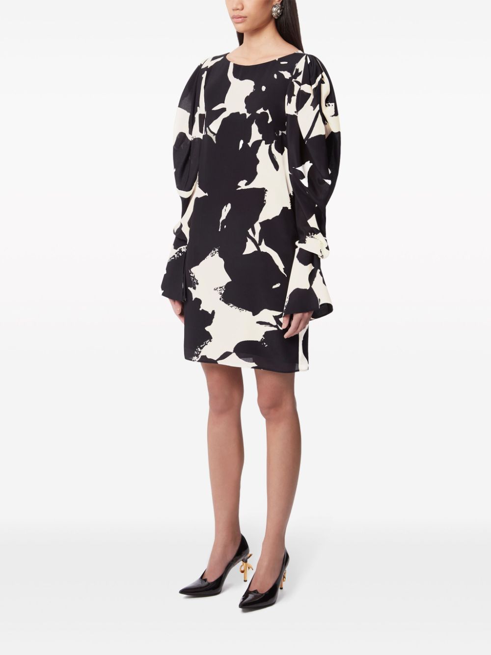 Abstract Print Silk Twill Shift Dress