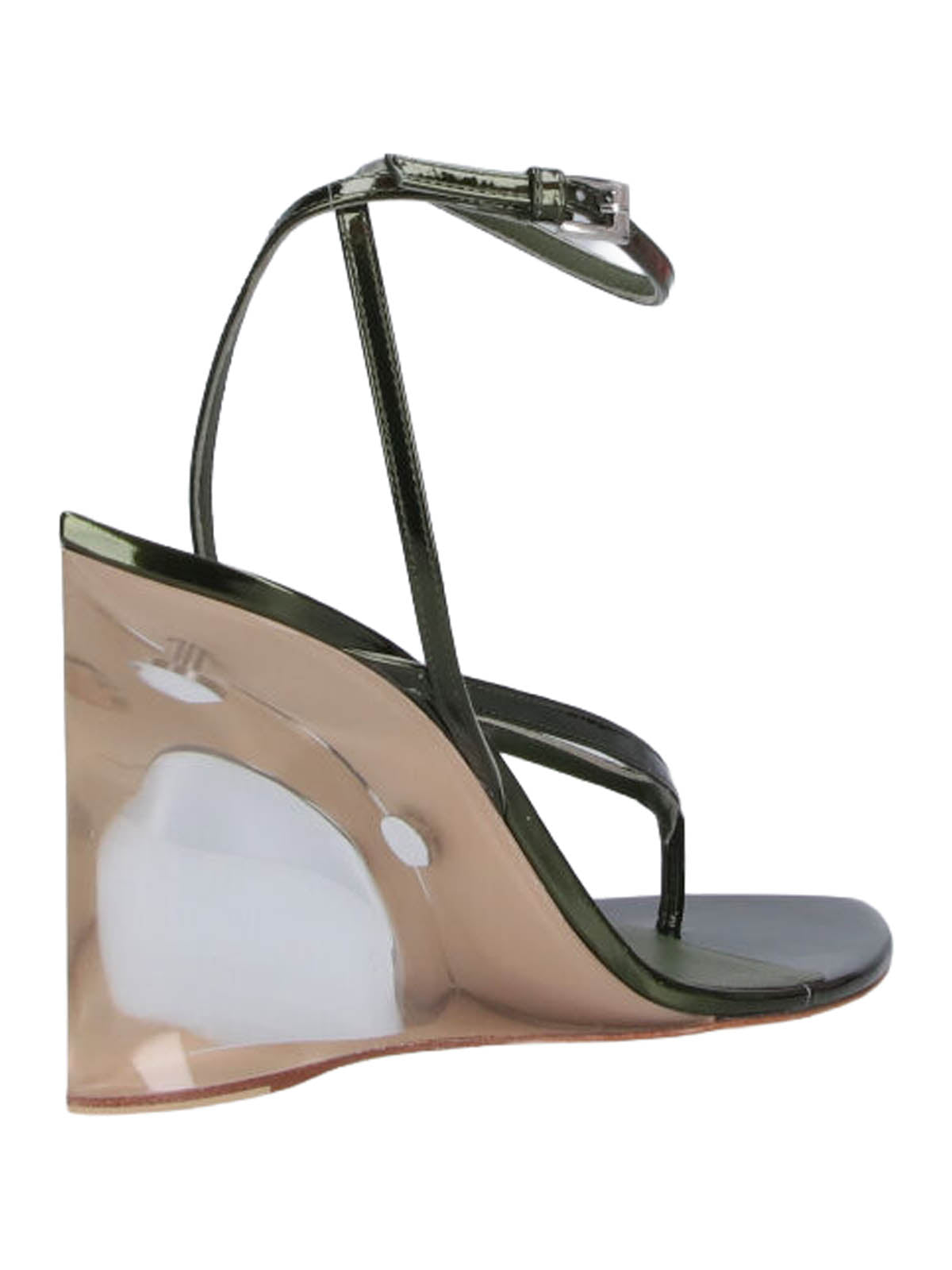 Black Pointed Toe Transparent Wedge Sandals