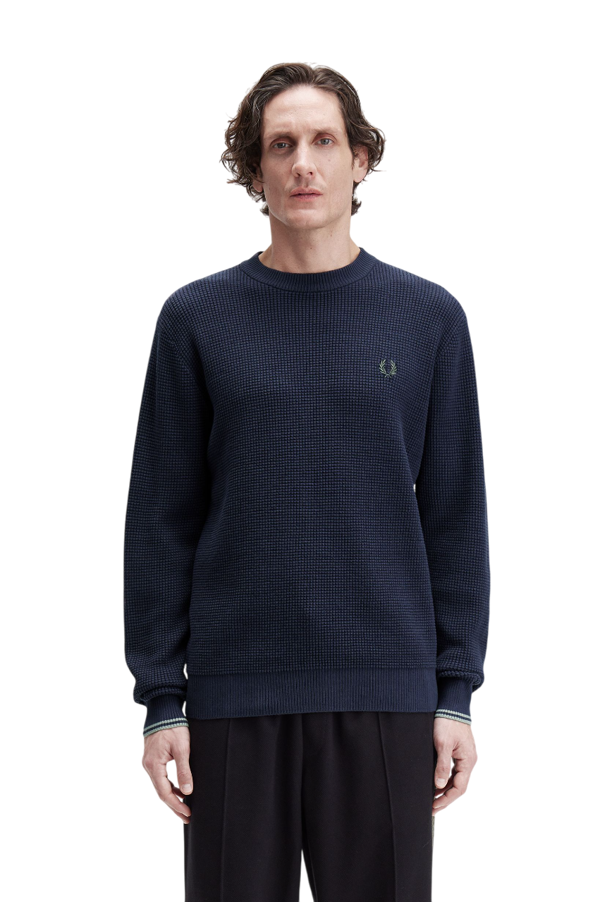Textured Knit Sweater With Crew Neck