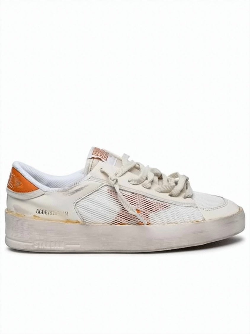 Distressed Vintage Low-Top Sneakers with Mixed Textures