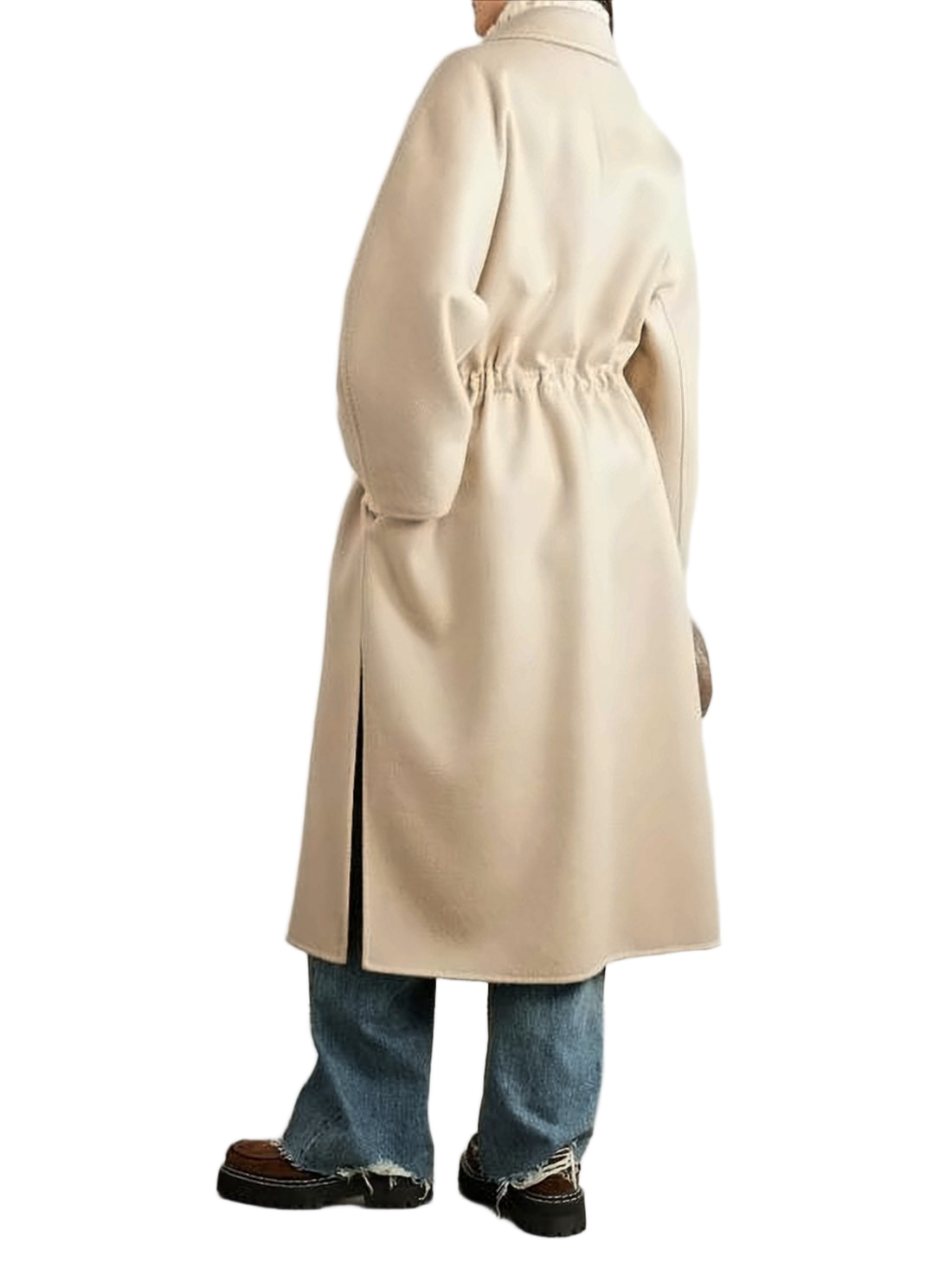 Long Cashmere Coat with Classic Lapel