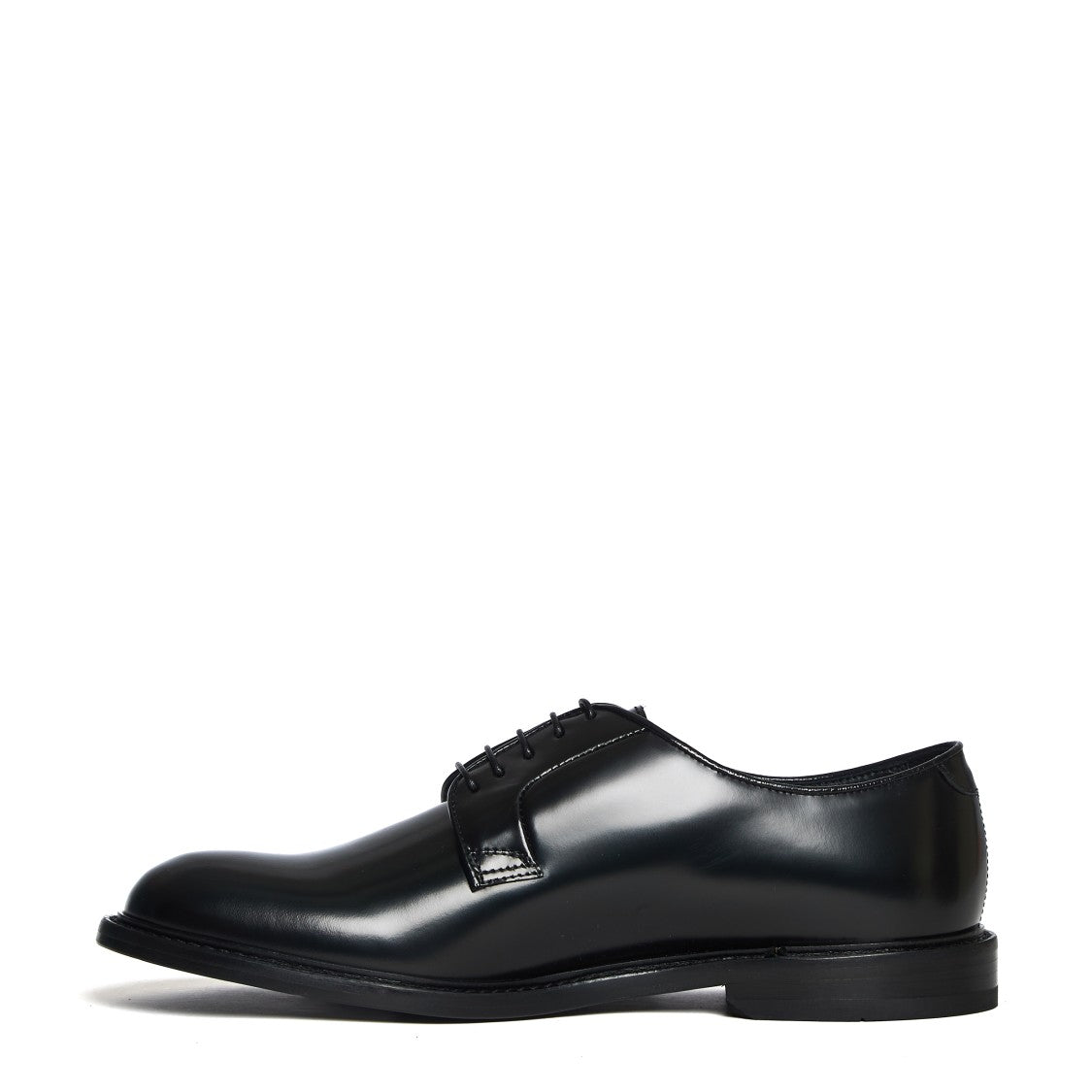 Seamless Black Leather Derby Shoes