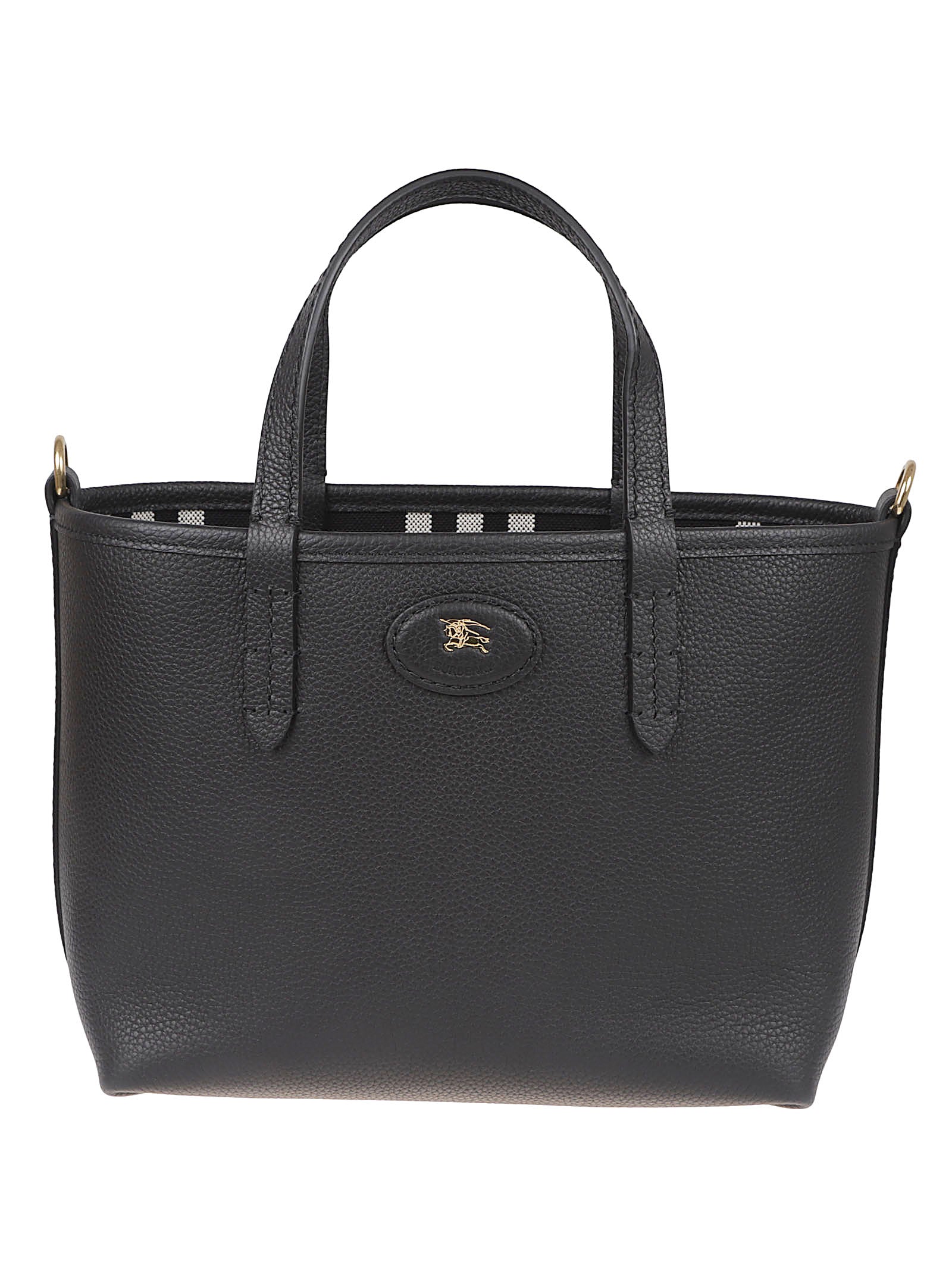 Reversible Handheld Bag in Textured Calf Leather