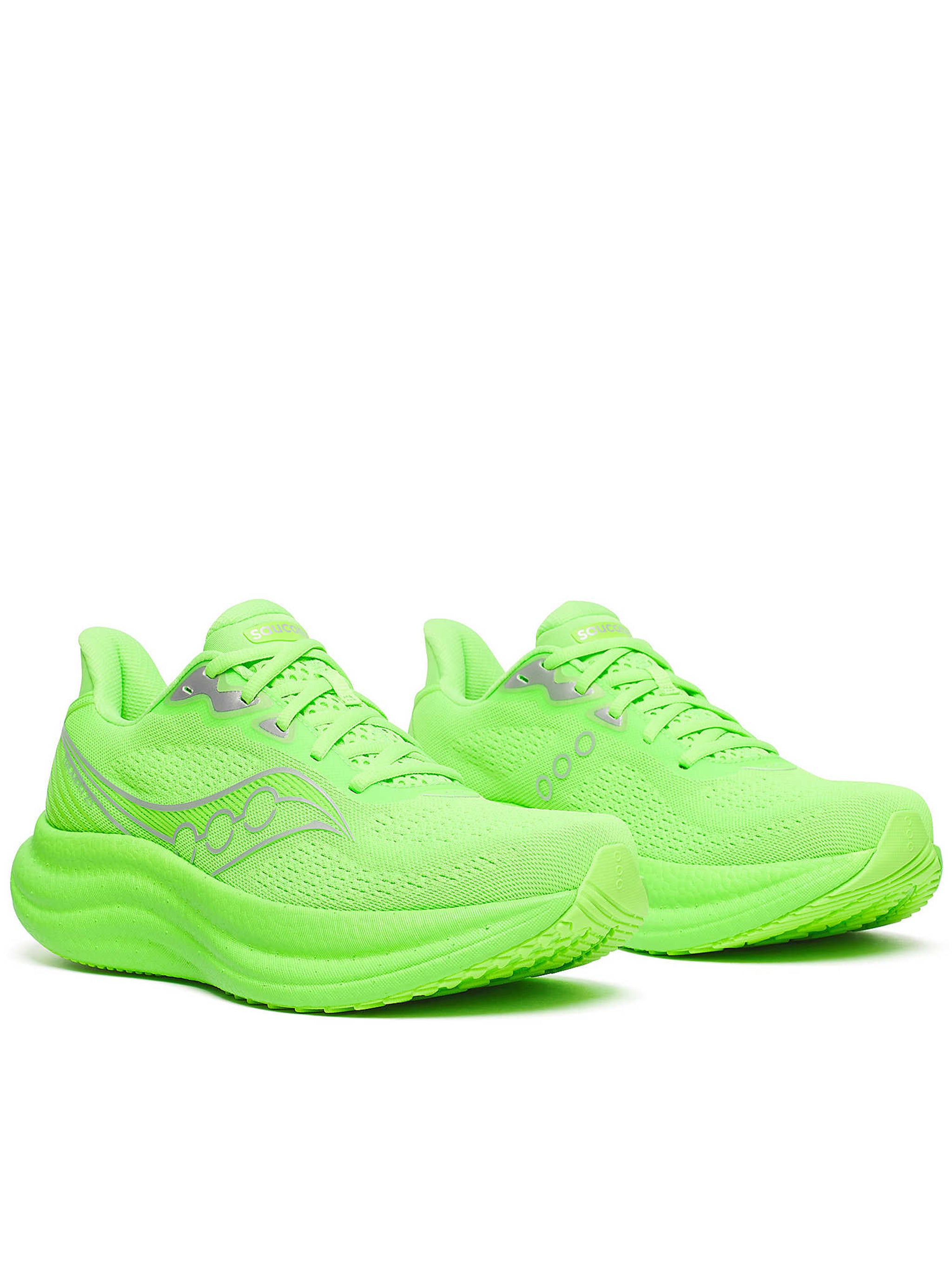 Neon Green Running Shoes with Breathable Mesh Upper