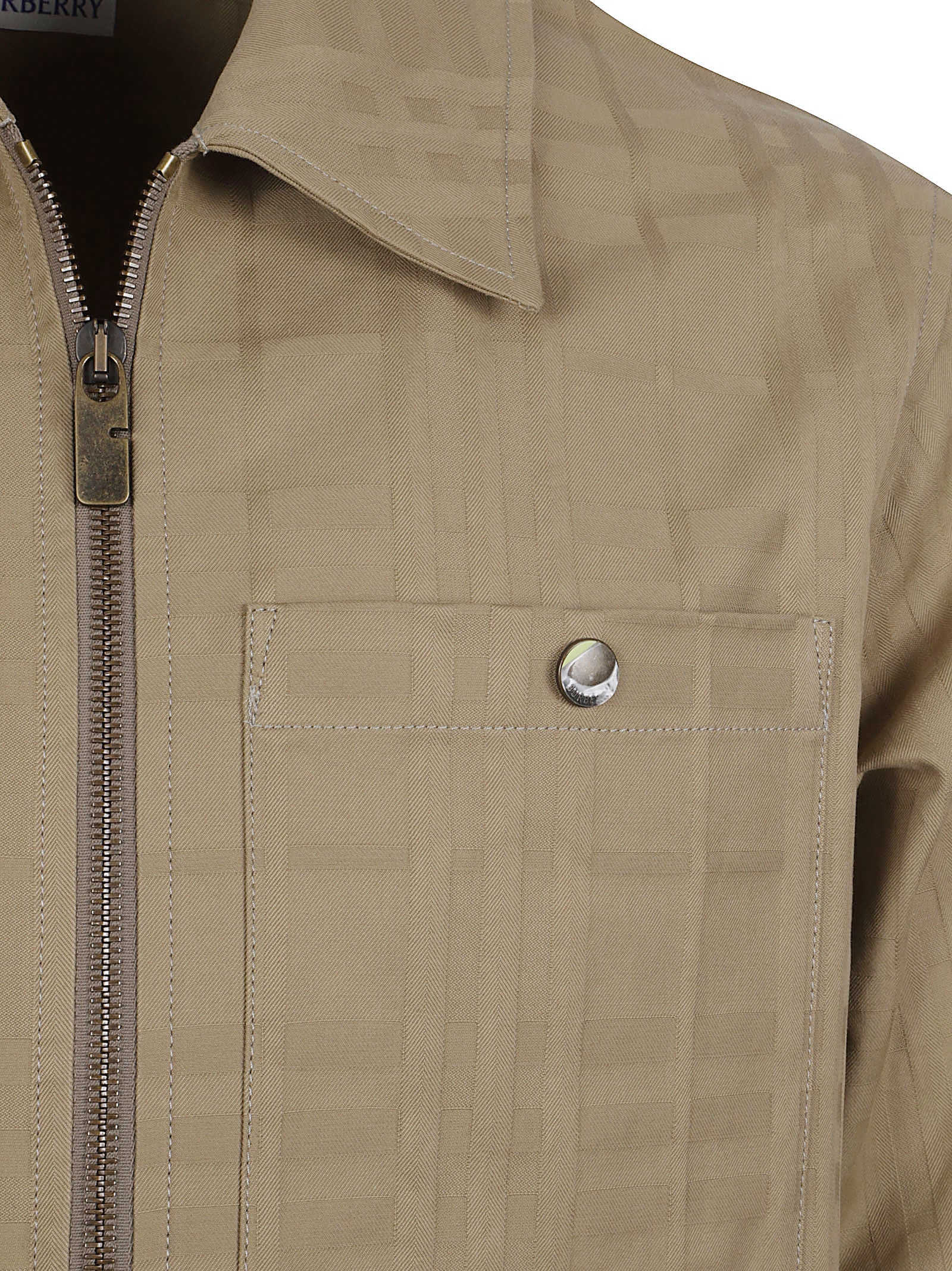 Brown Cotton Long-Sleeve Zip-Up Shirt with Classic Collar