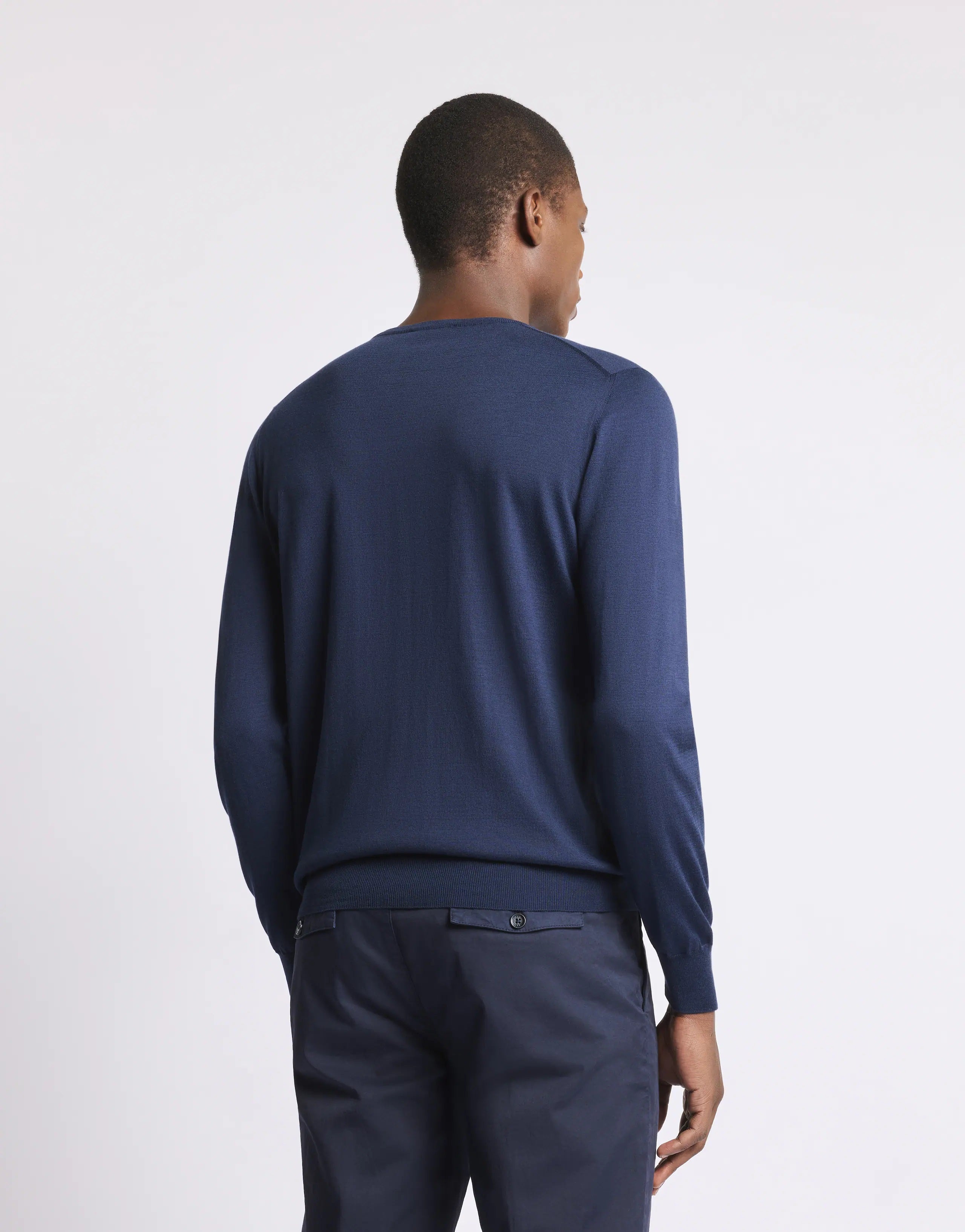 Crew Neck Knit Sweater with Ribbed Cuffs