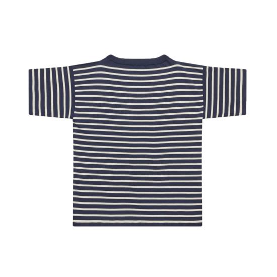 Short-Sleeve Striped Sweater in Organic Cotton