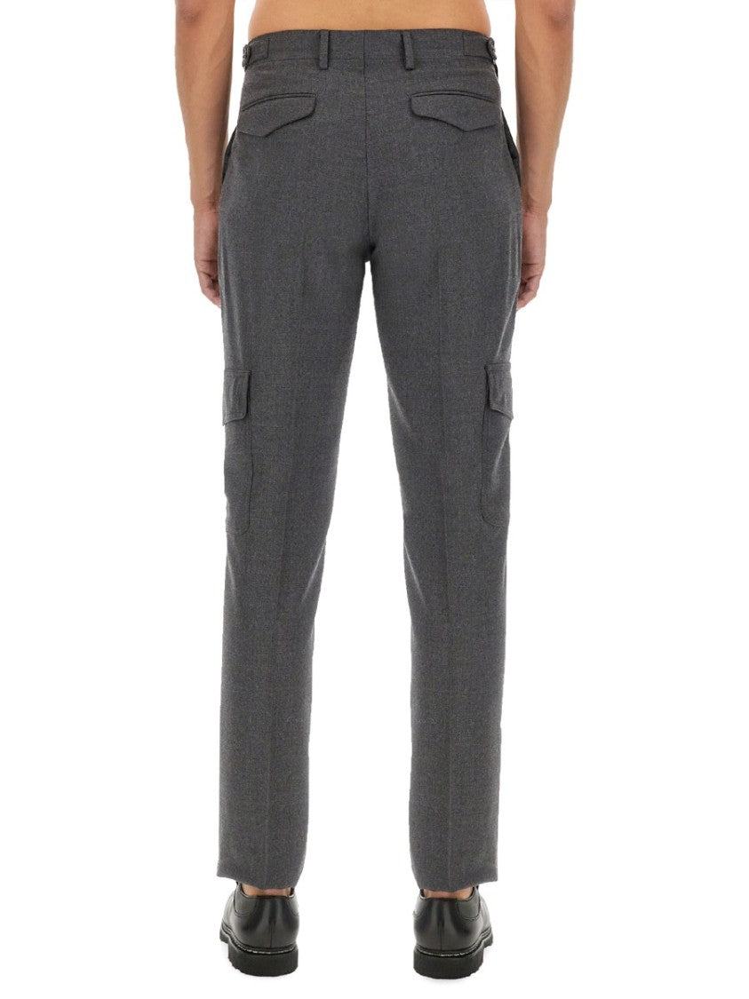 Tailored Grey Wool Pants With Cargo Pockets