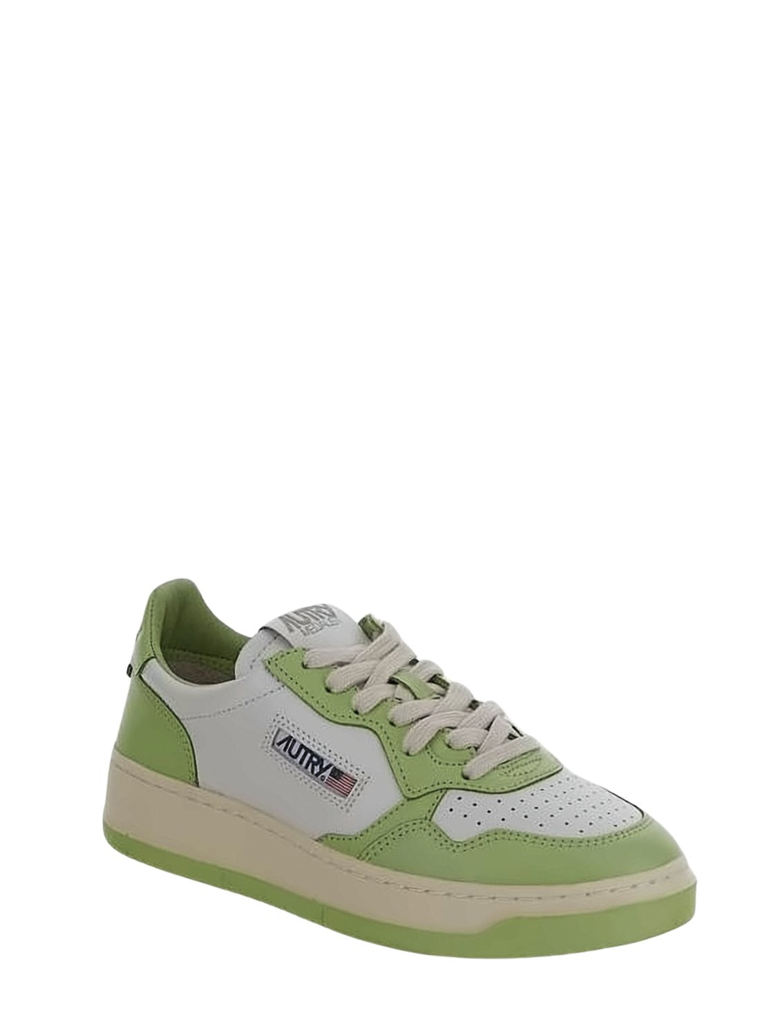 Perforated Low-Top Sneakers with Smooth Leather Panels
