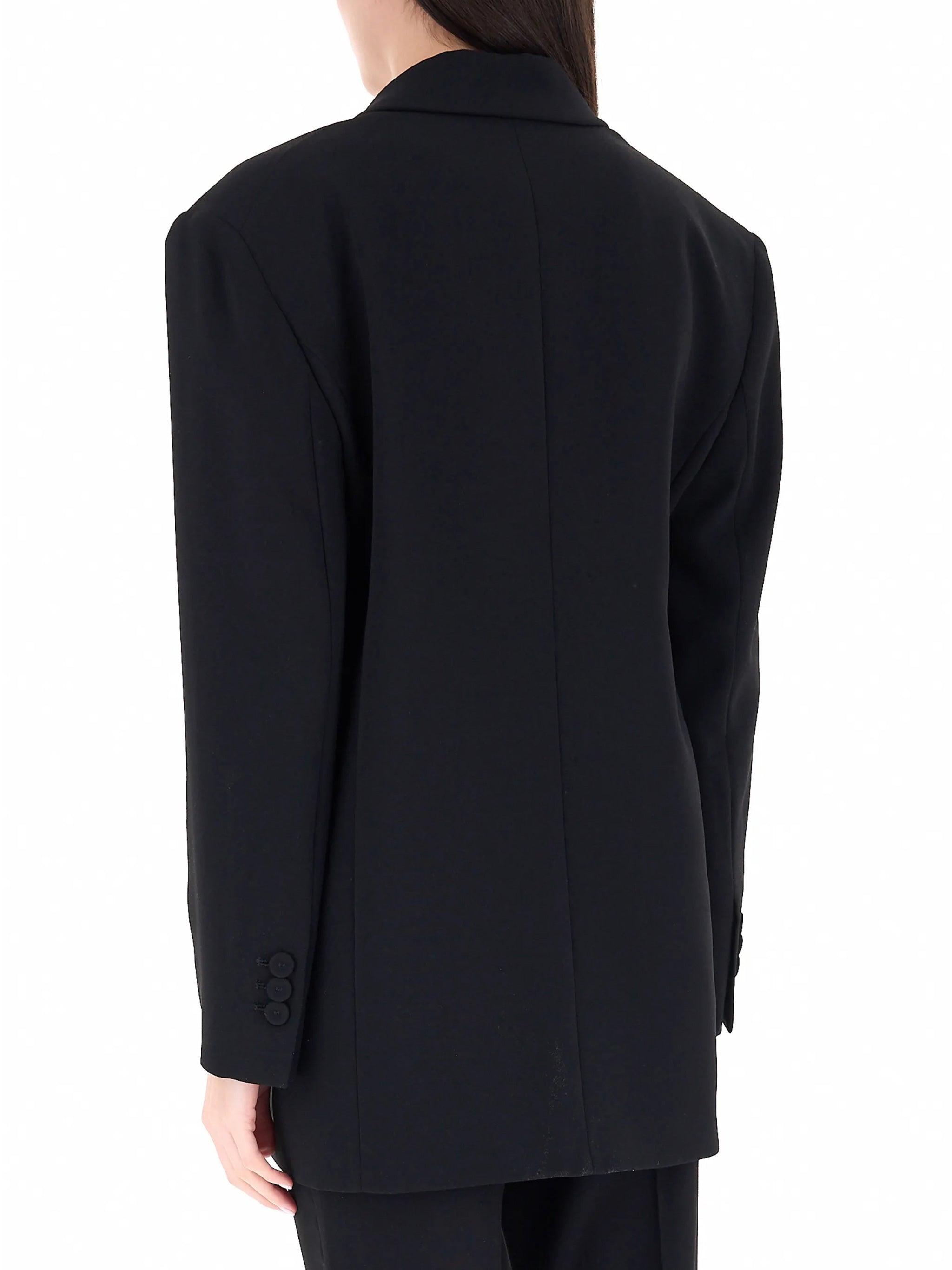 Black Mltfervore Structured Double-Breasted Blazer