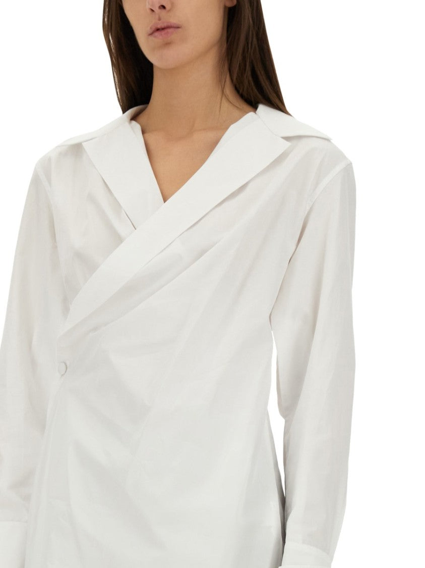 Wrap-Around Shirt With Deep V-Neckline