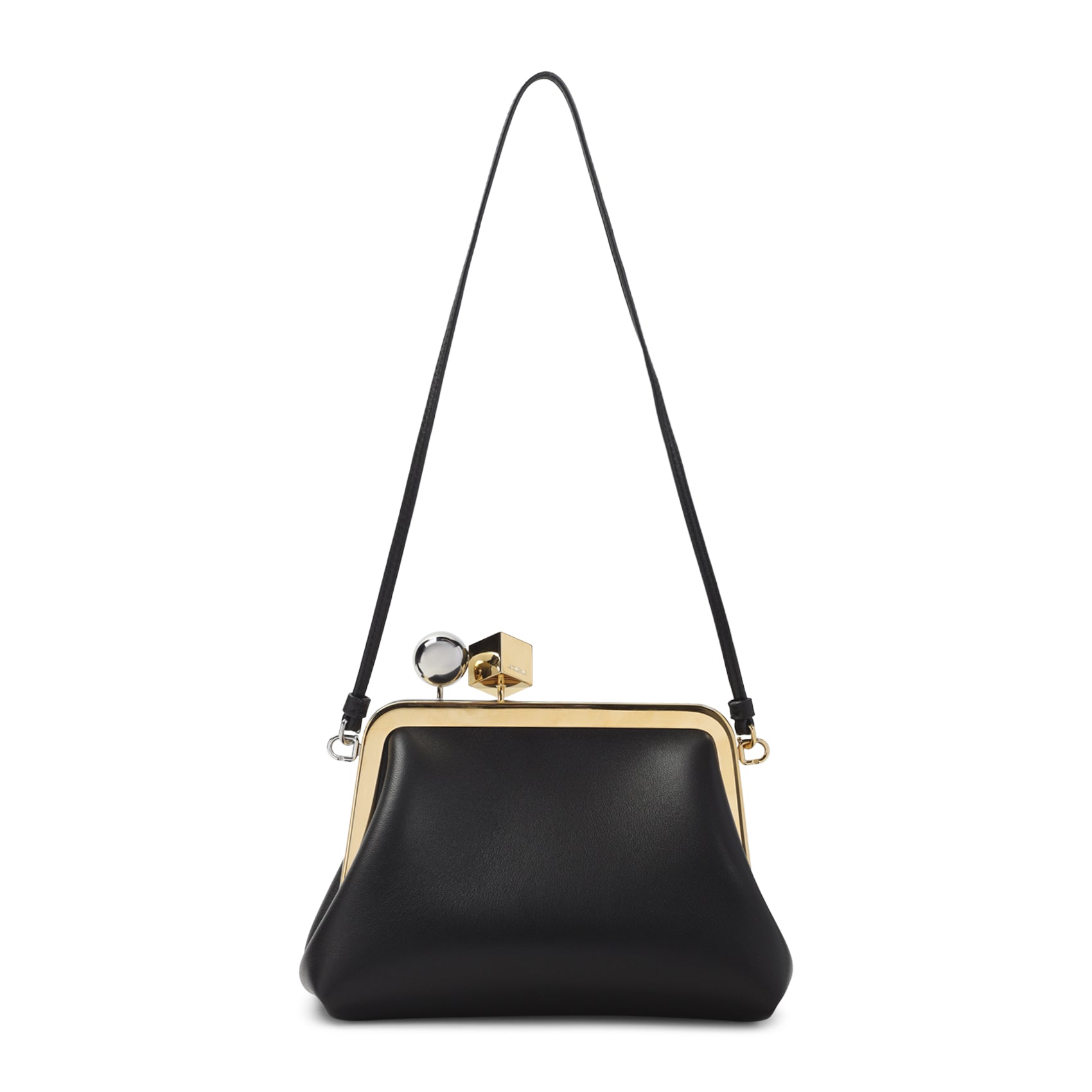 Structured Black Lamb Leather Handbag