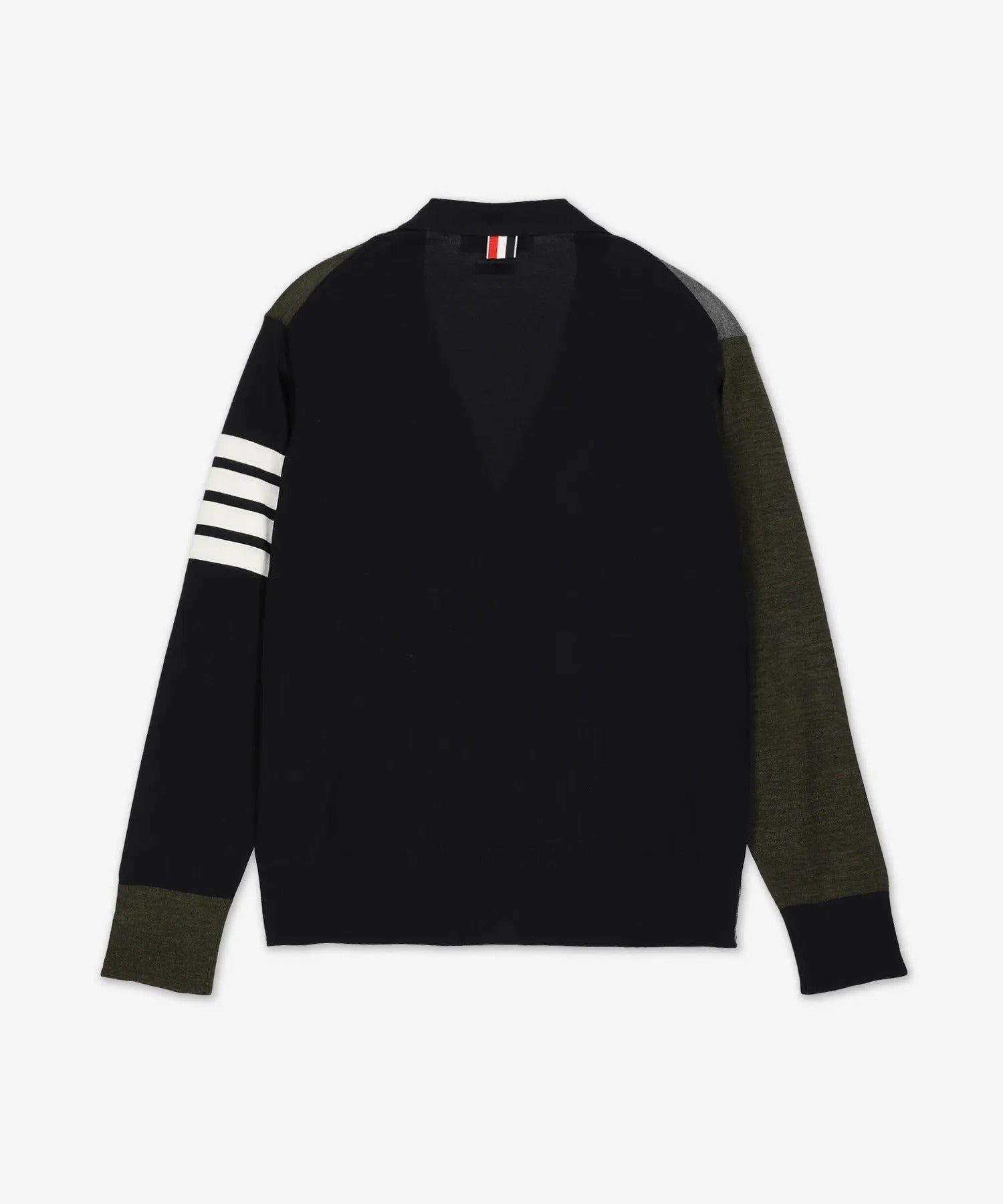 Color-Block Wool Cardigan with Signature Stripes