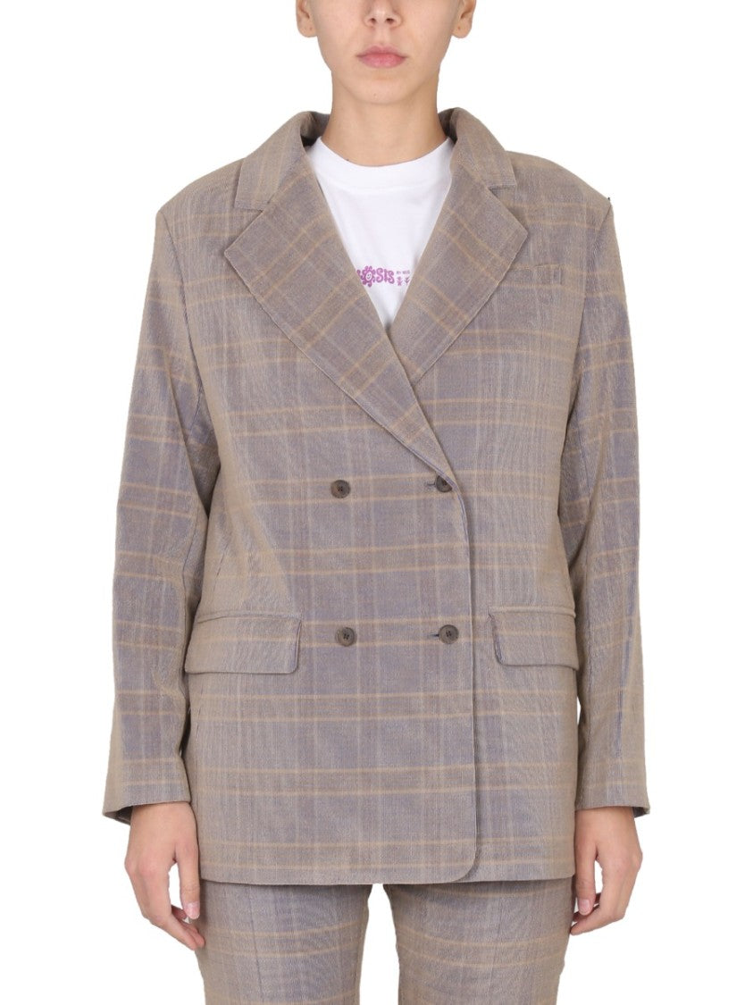 Double-Breasted Oversized Blazer With Mirror Lapels