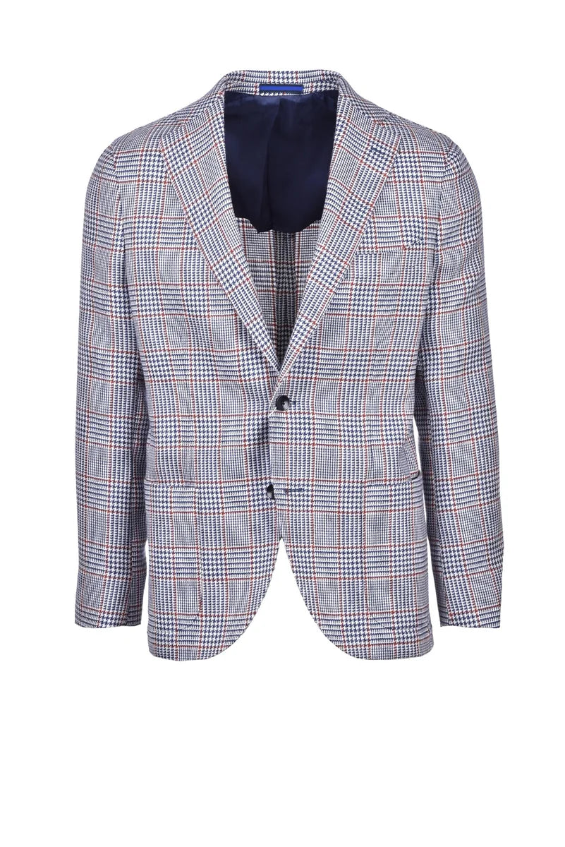 Jacket Wool Linen - Blue/Red
