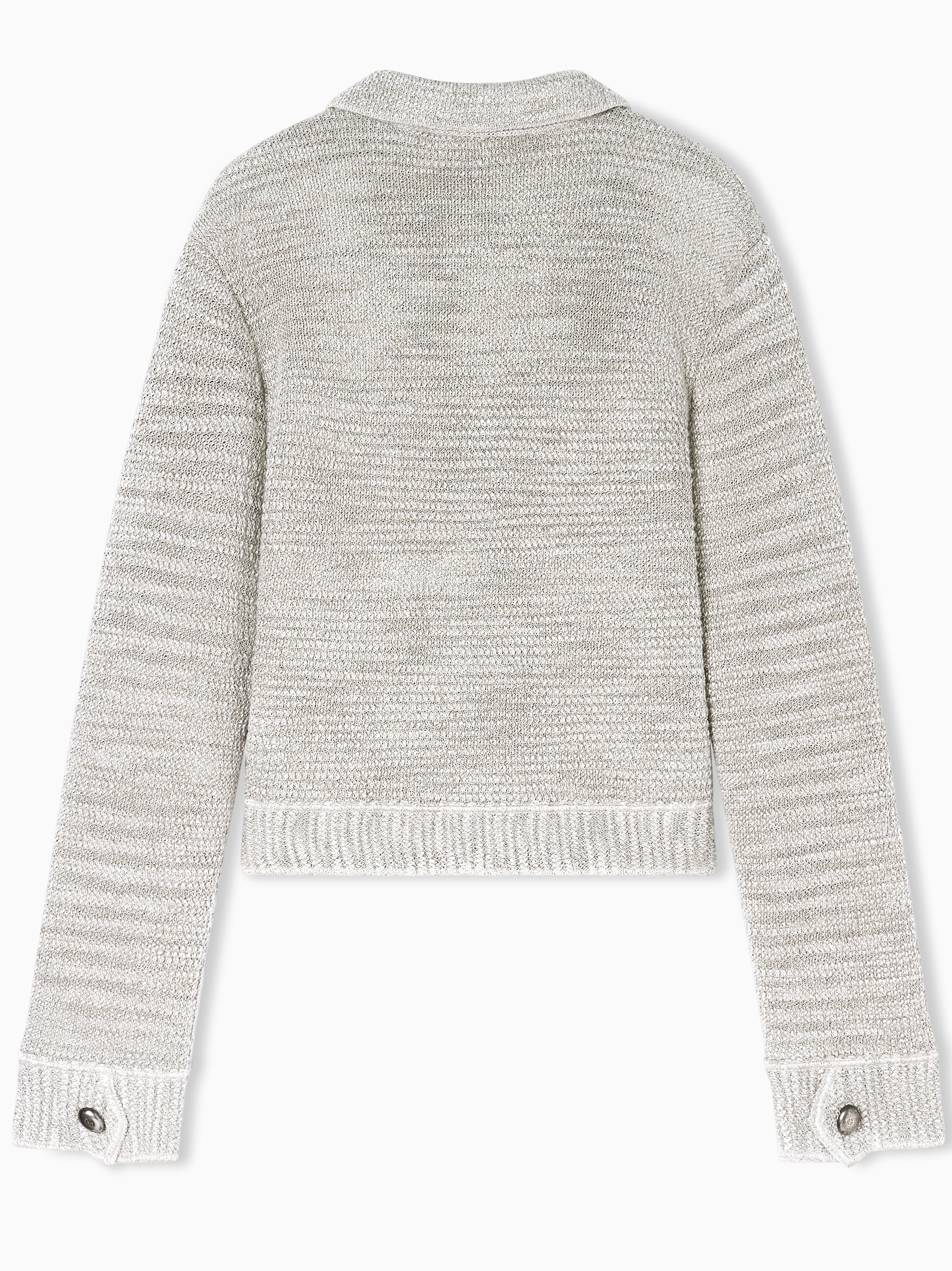 Textured Cropped Knit Blouson with Metallic Accents