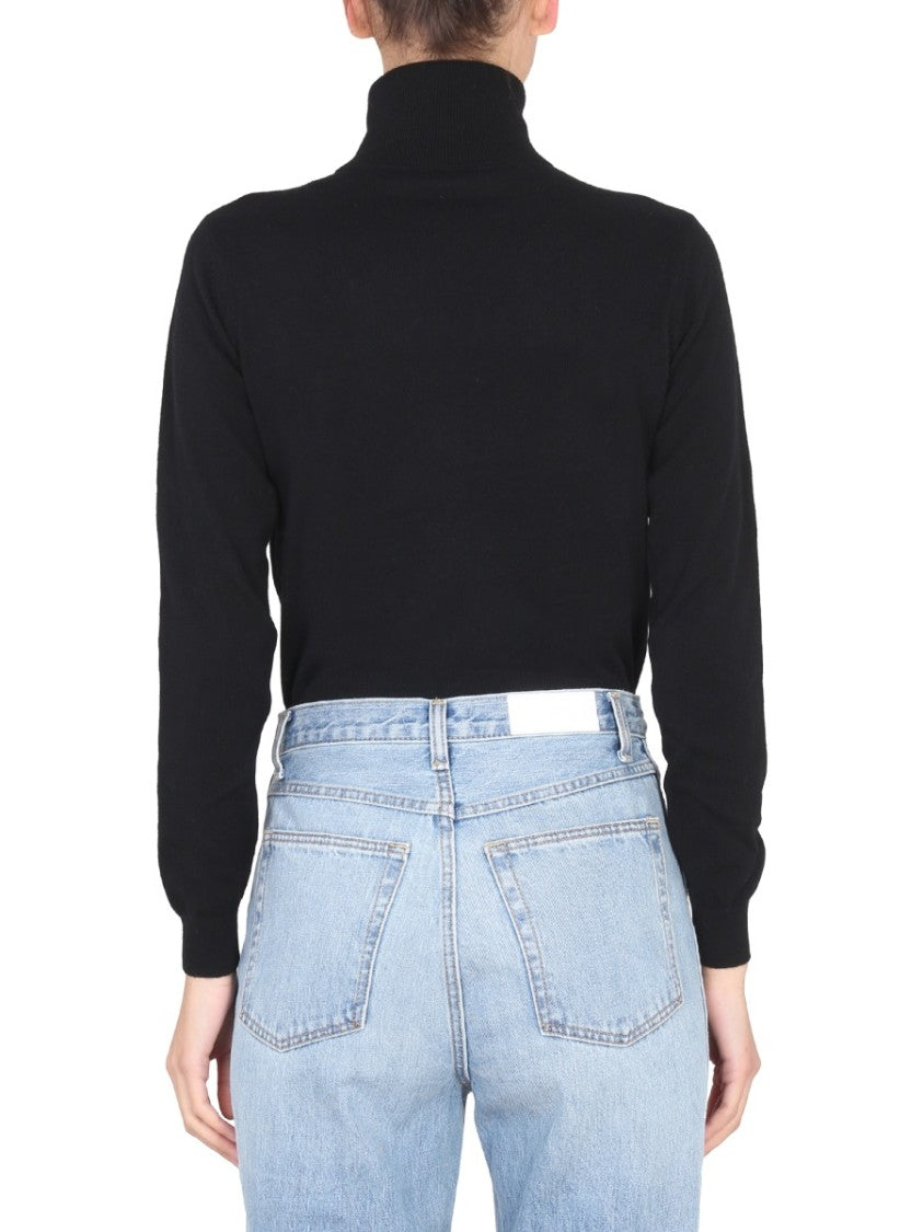 Fitted Long-Sleeve Turtleneck With Cross-Neck Design