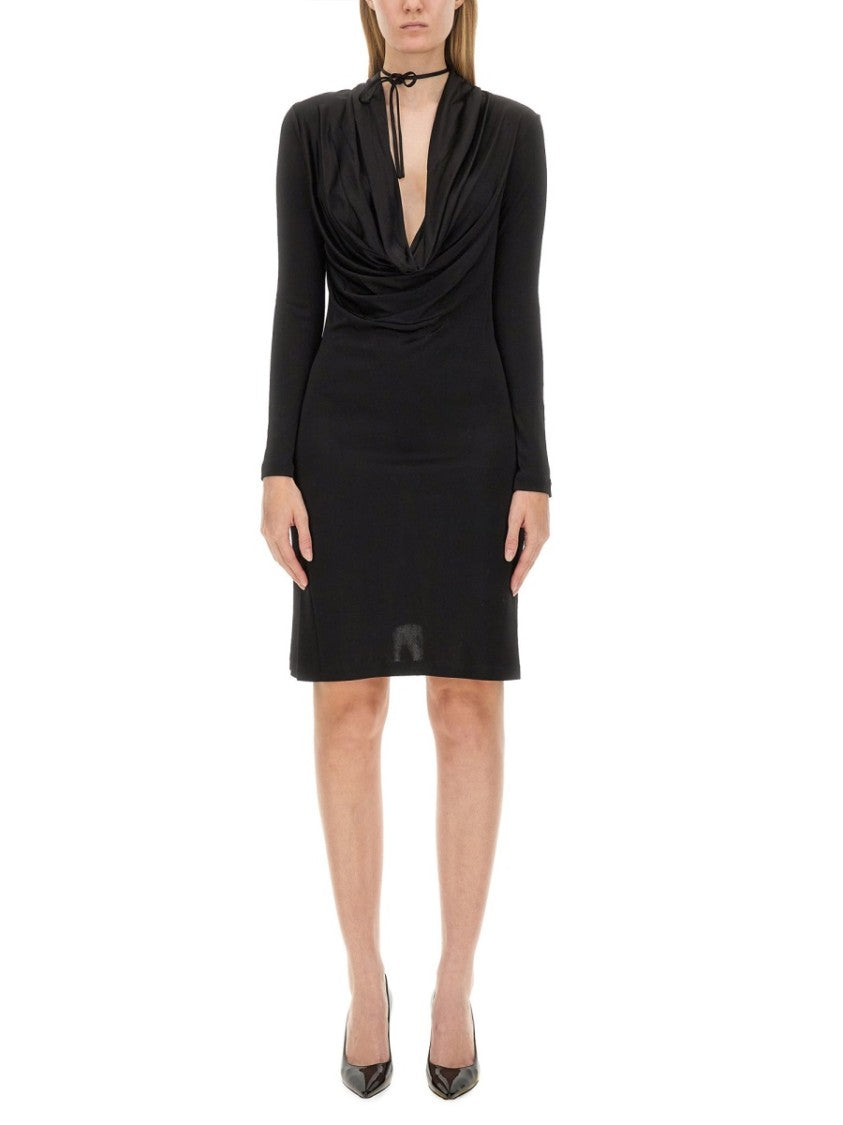 Slim-Fit Black Jersey Dress