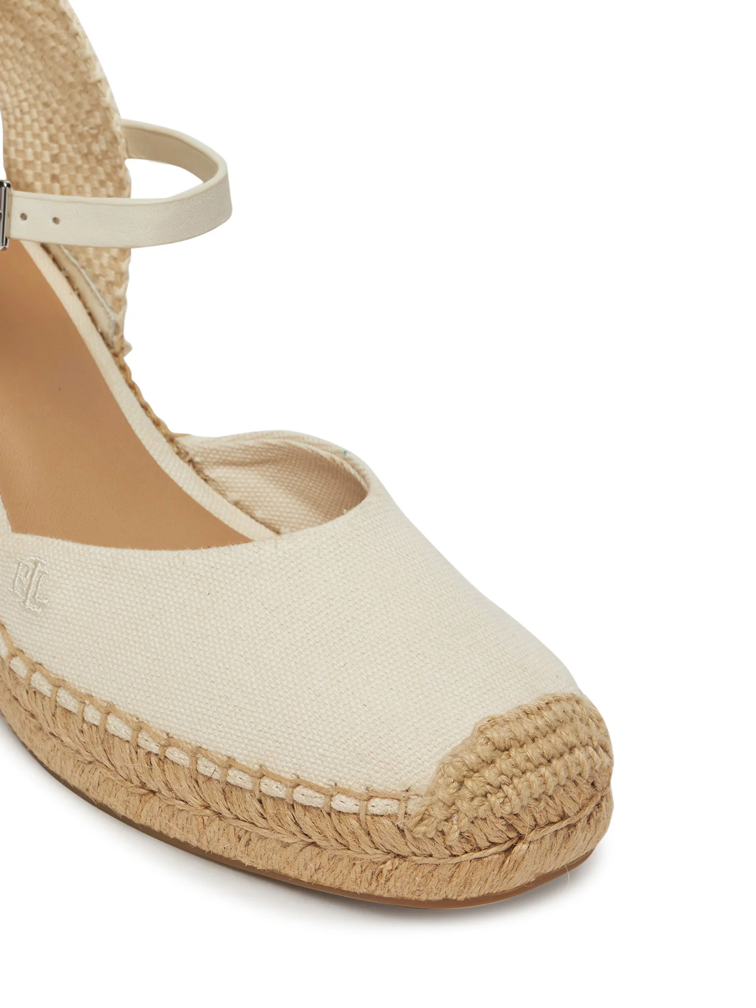 Woven Detailing Closed-Toe Wedge Espadrilles with Jute-Wrapped Platform