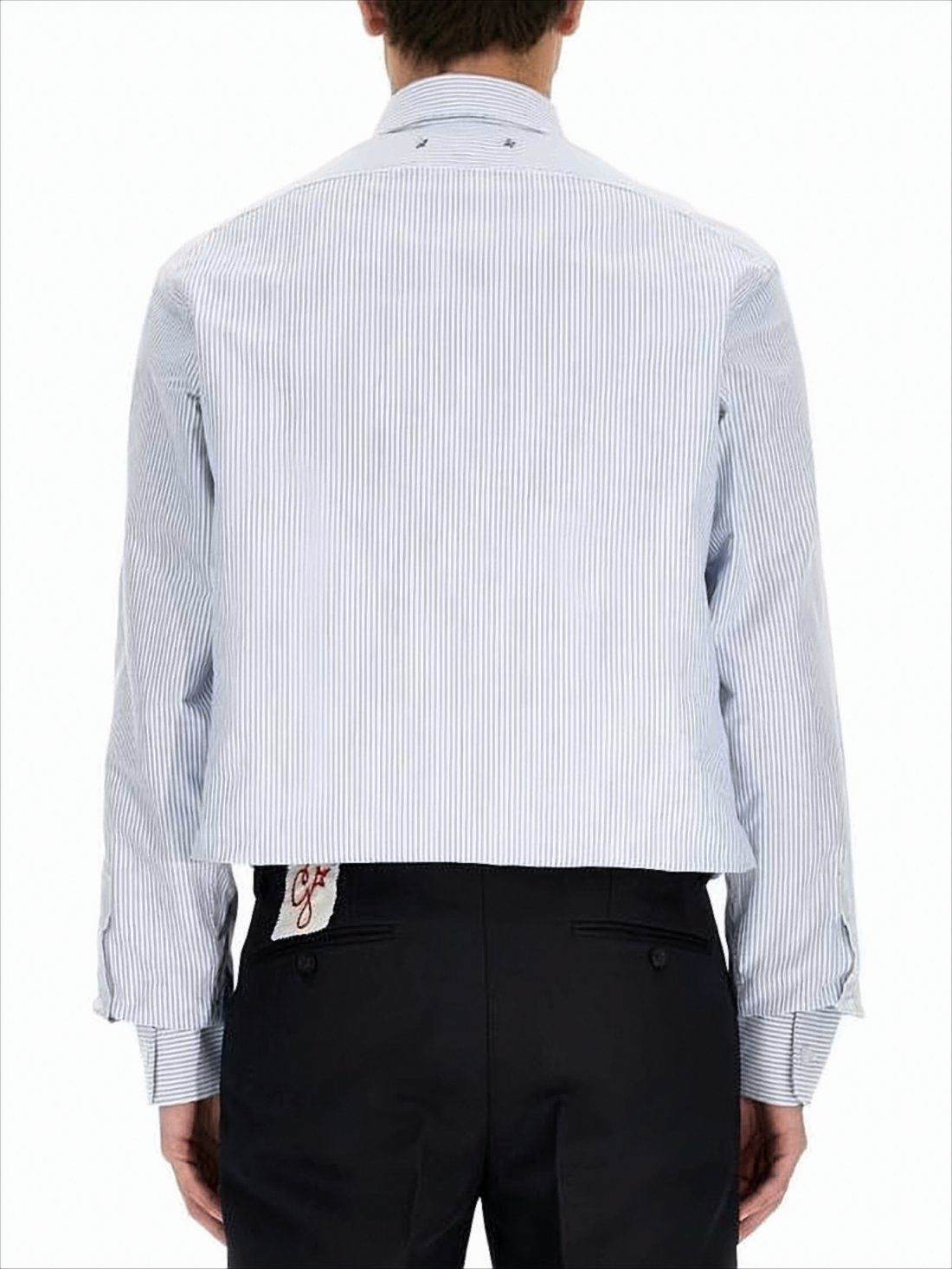 Cropped Long-Sleeve Shirt with Classic Collar