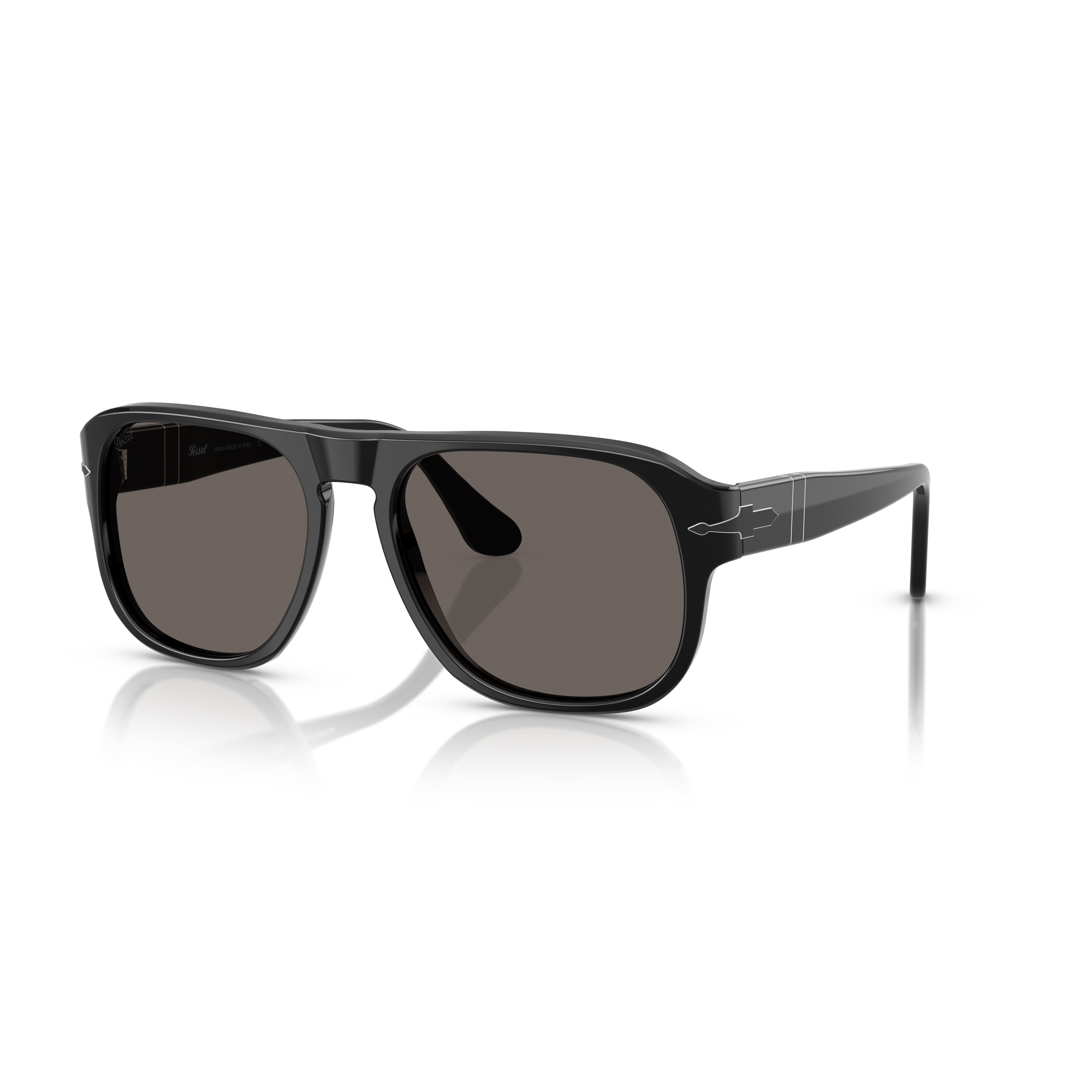 0po3310s Bold Rectangular Acetate Sunglasses with Refined Silver Detailing