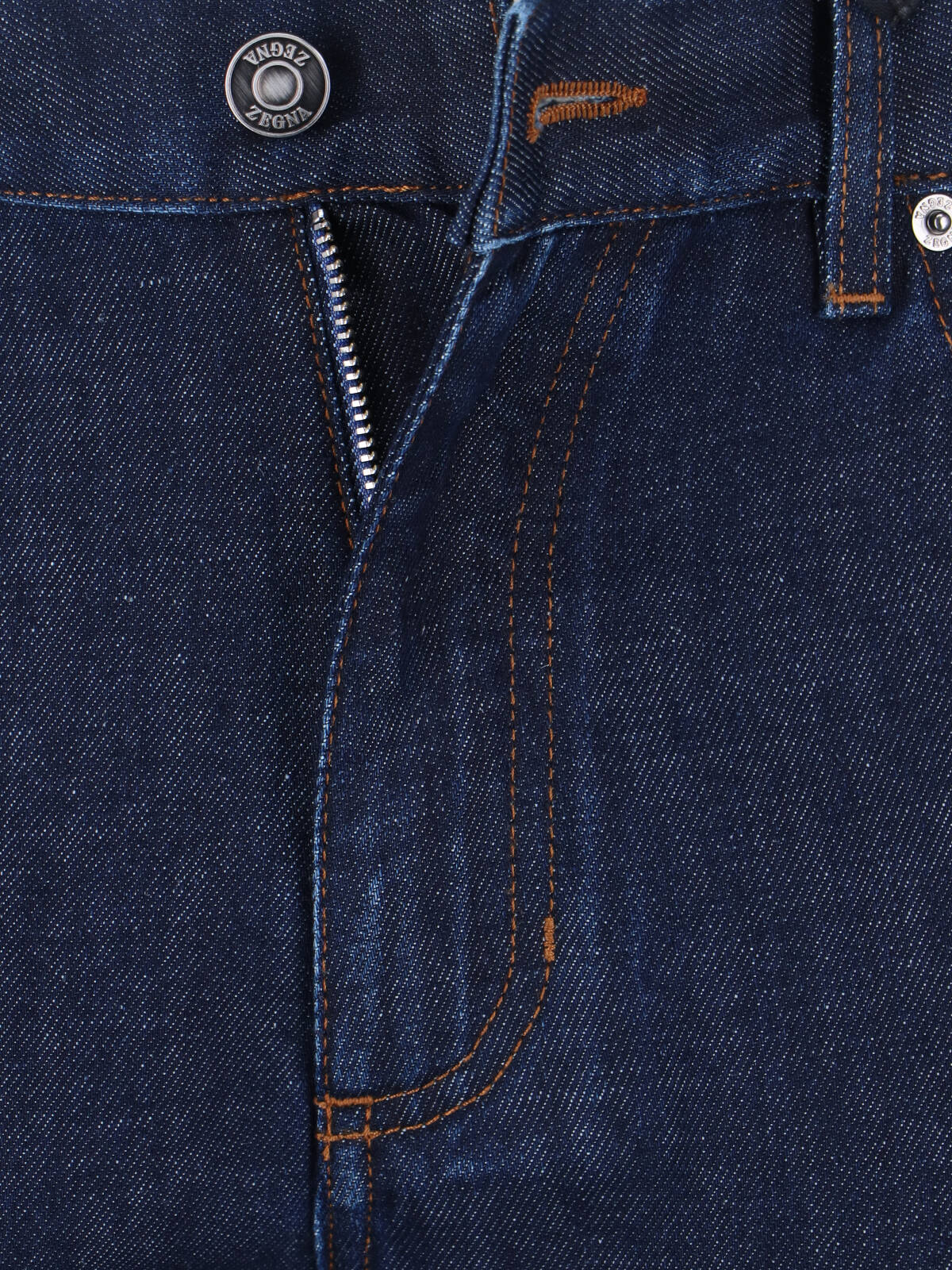 Blue Mid-Rise Cotton-Linen Straight Leg Jeans