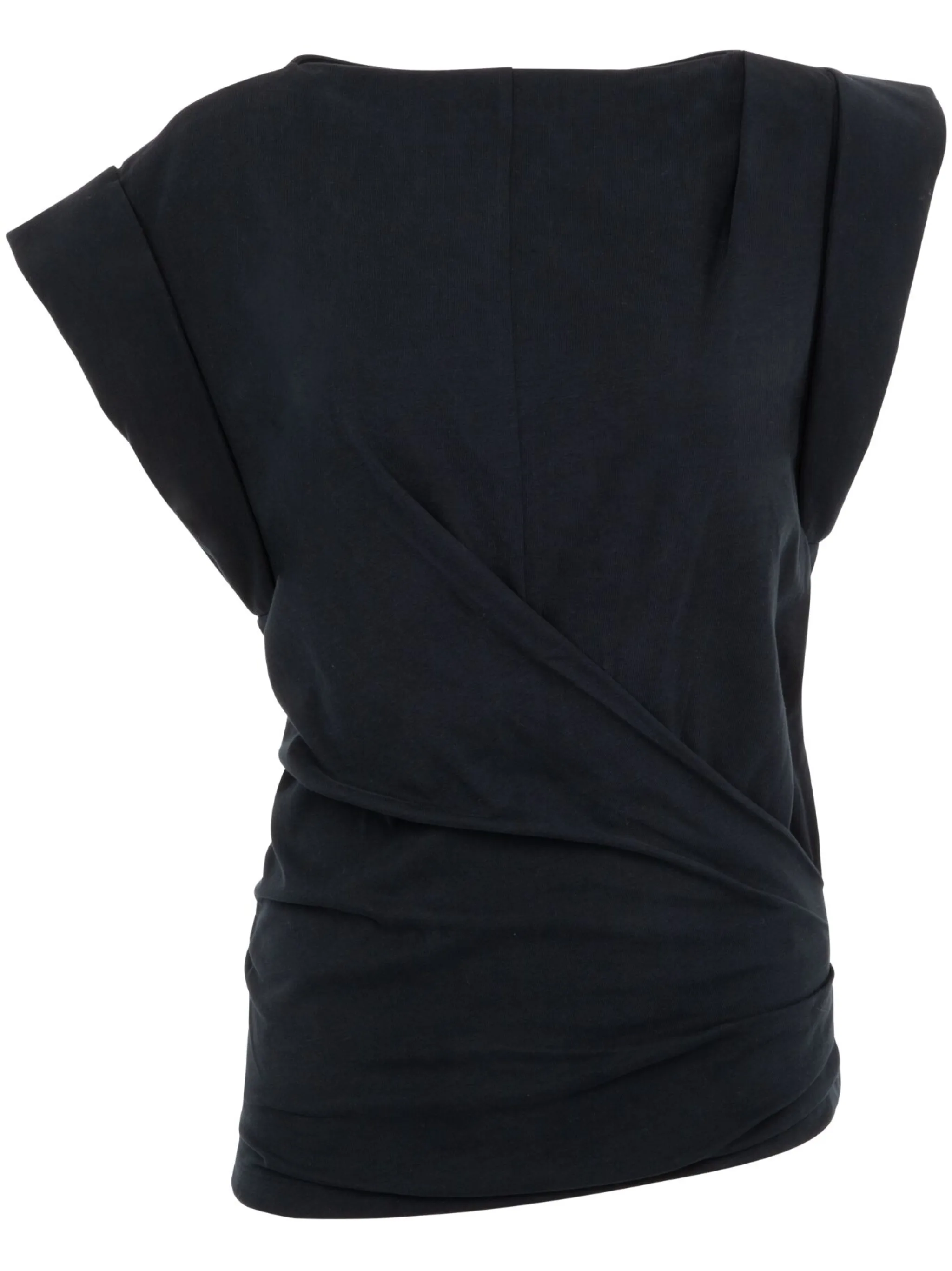 Black Maisan Draped Cotton Top
