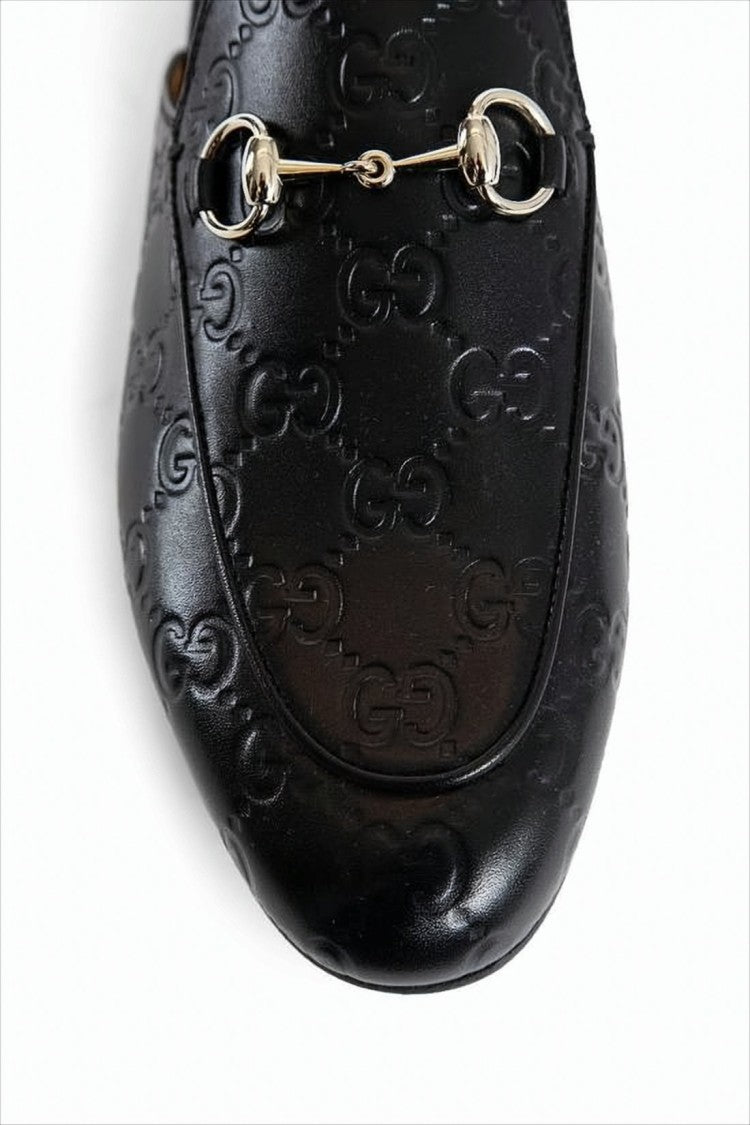 Embossed Leather Slip-On Mules