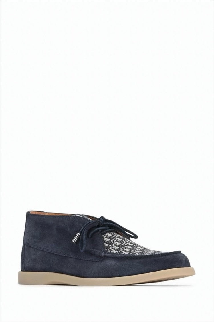 Ankle Boots With Suede Upper And Fabric Panel