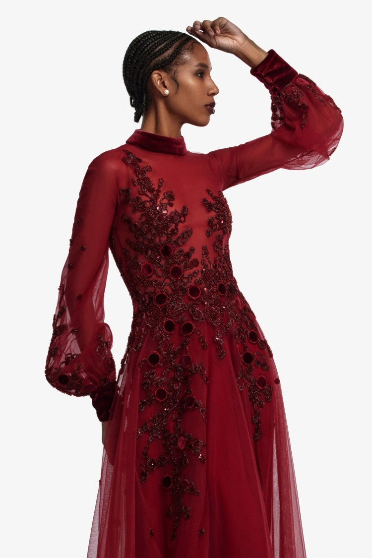 Embroidered Tulle Dress