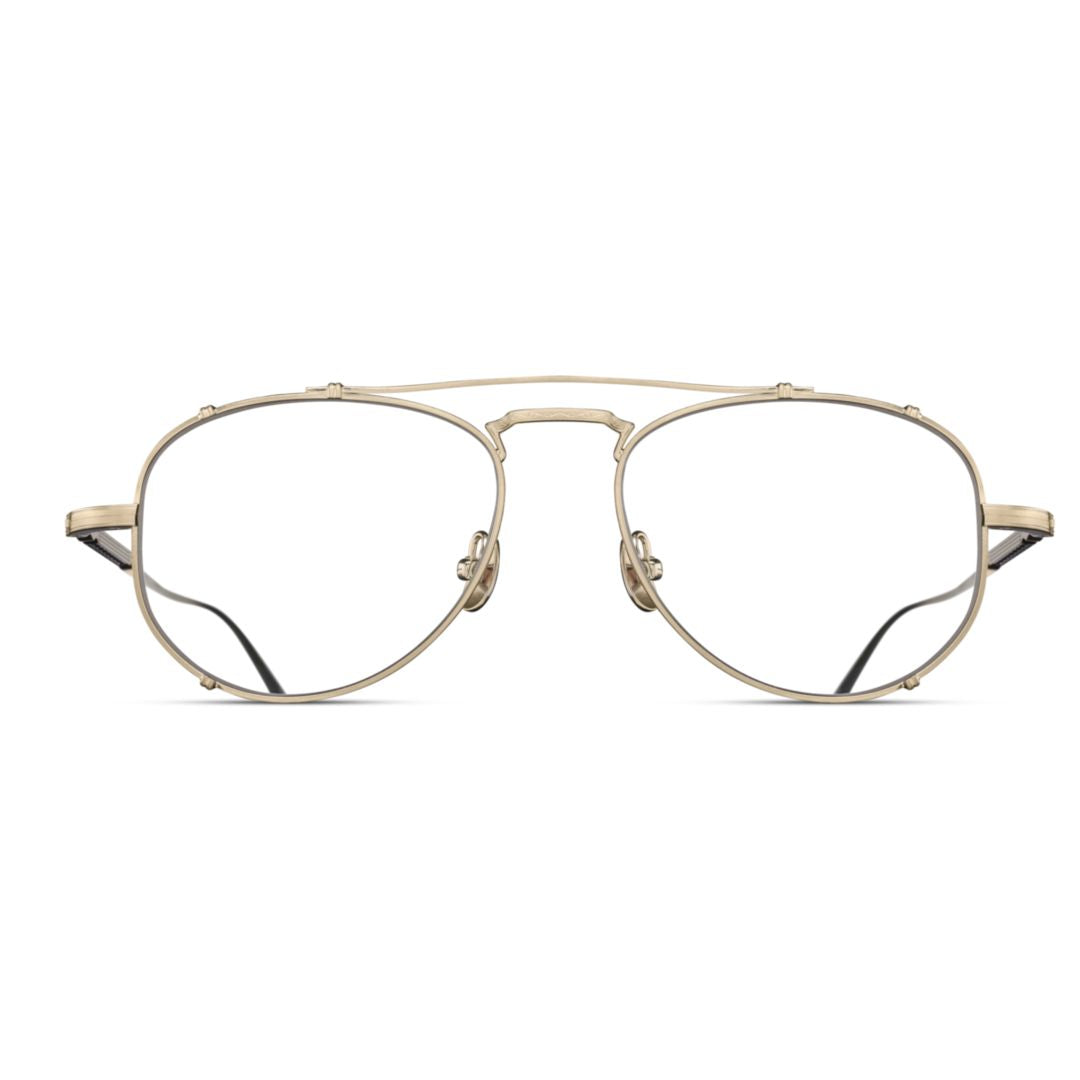 M3142.Rx Sleek Double Bridge Metal Eyeglasses with Intricate Temple Design