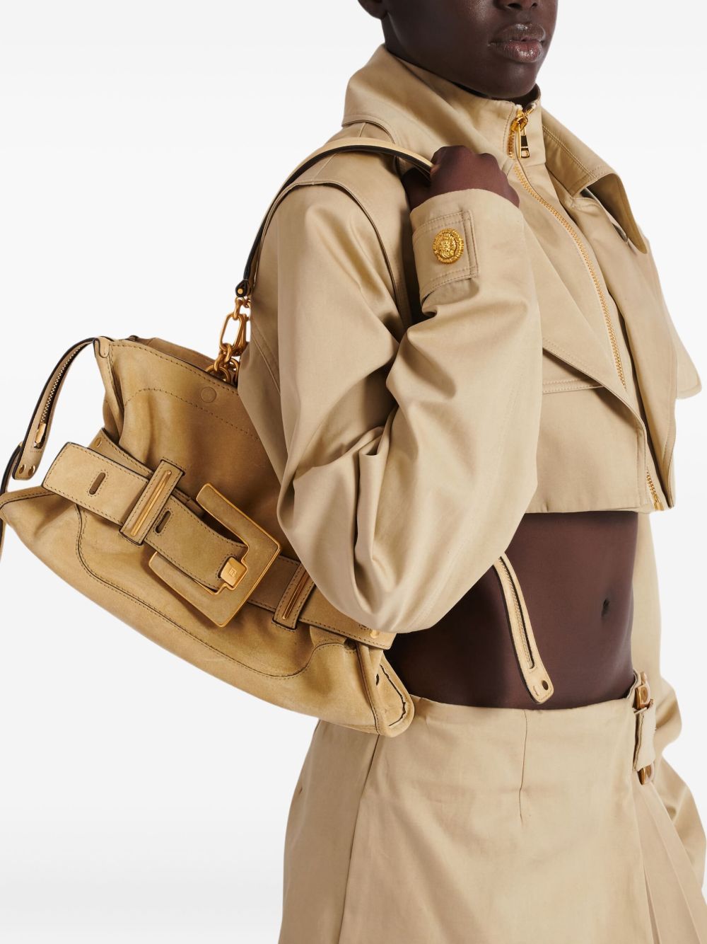 Beige Handbag With Buckle Detail