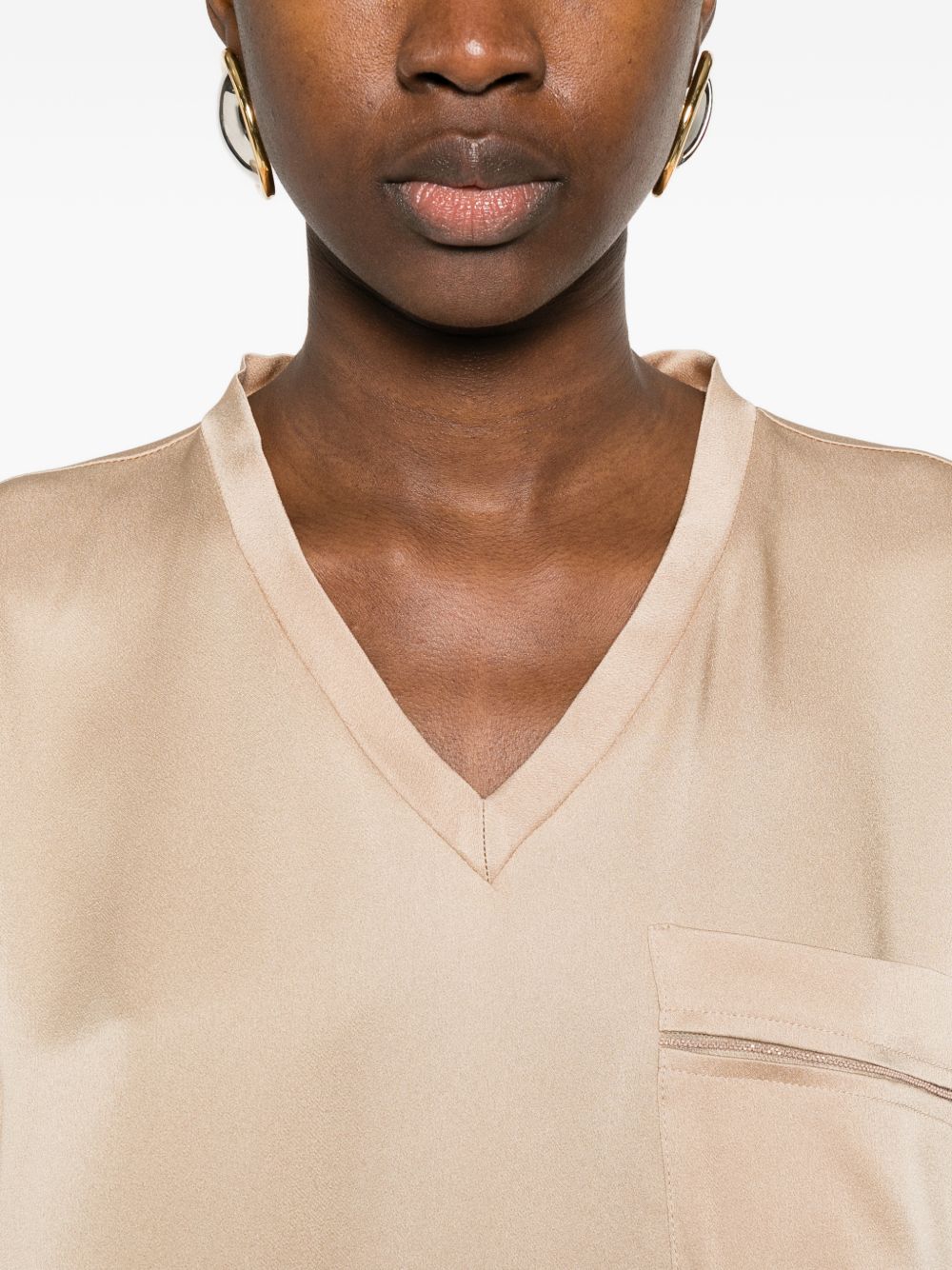 Boxy Silhouette V-Neck Top