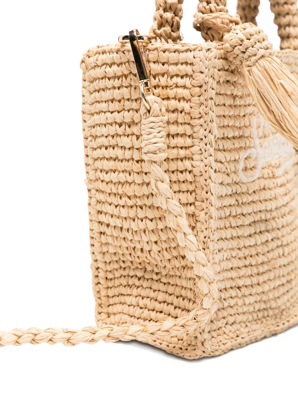 Woven Handbag with Rectangular Shape and Braided Design