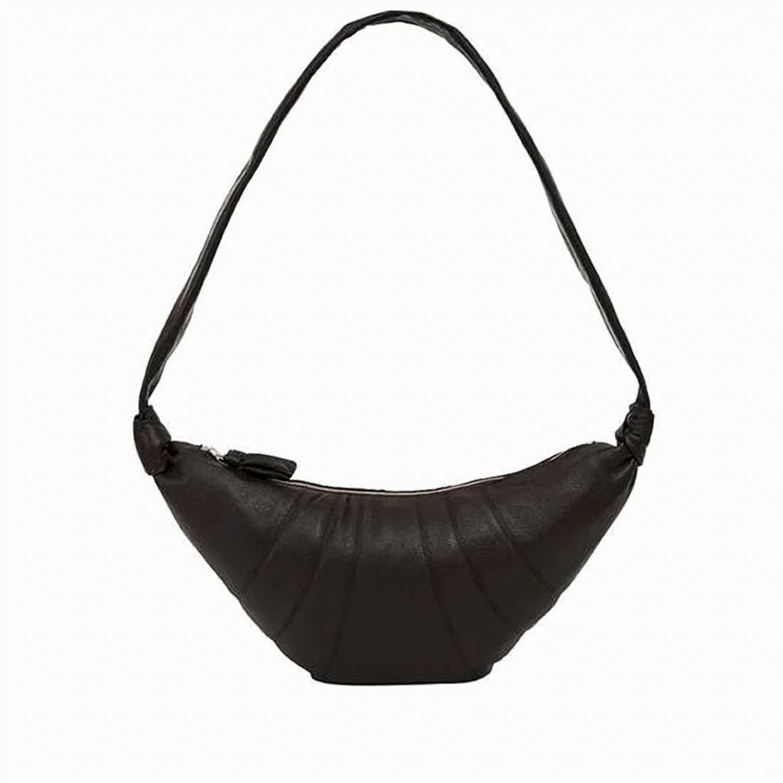 Black Soft Cowhide Leather Pleated Bag