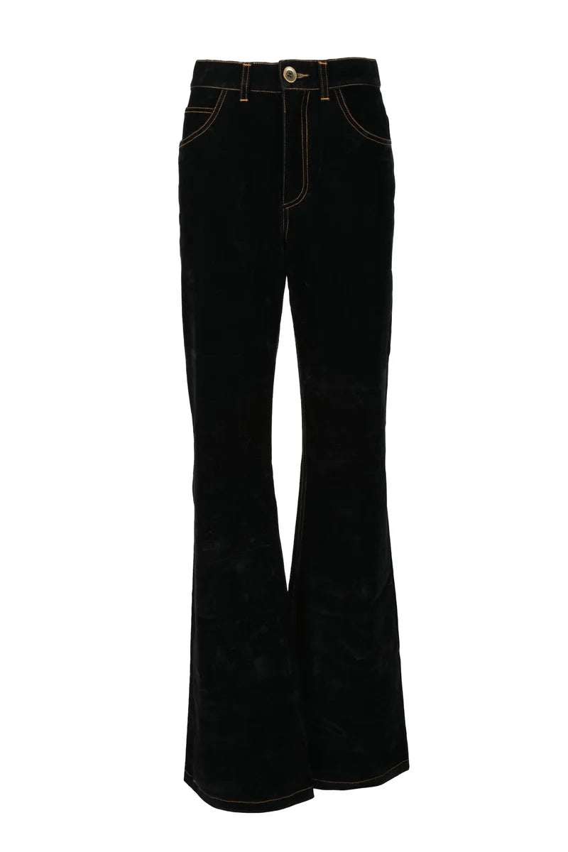 Cotton Polyurethane Trousers - Black