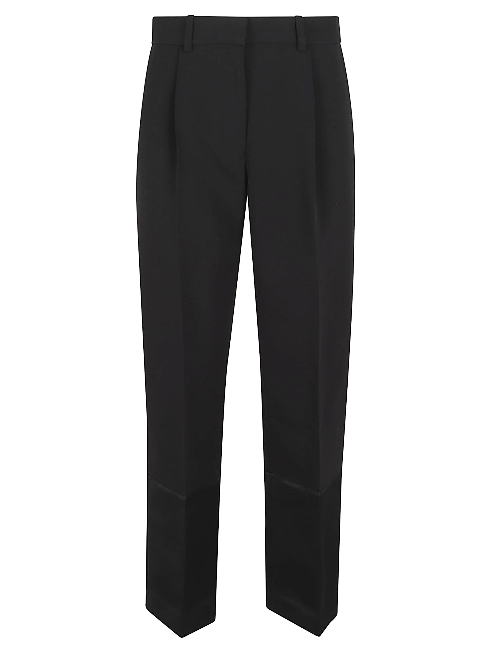 Cropped Trousers With Wide Satin Cuff