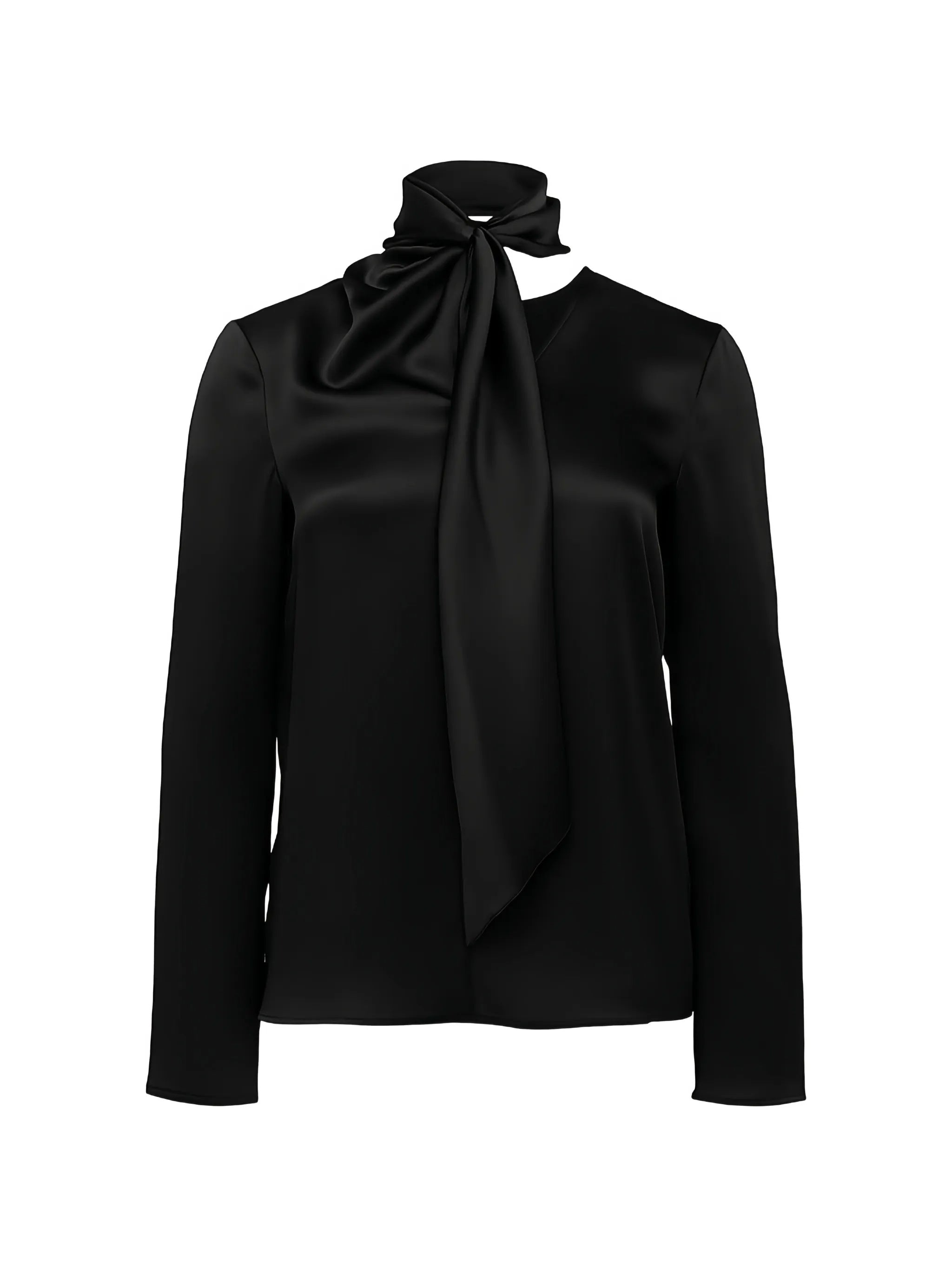 Neutral High-Neck Acetate Blouse