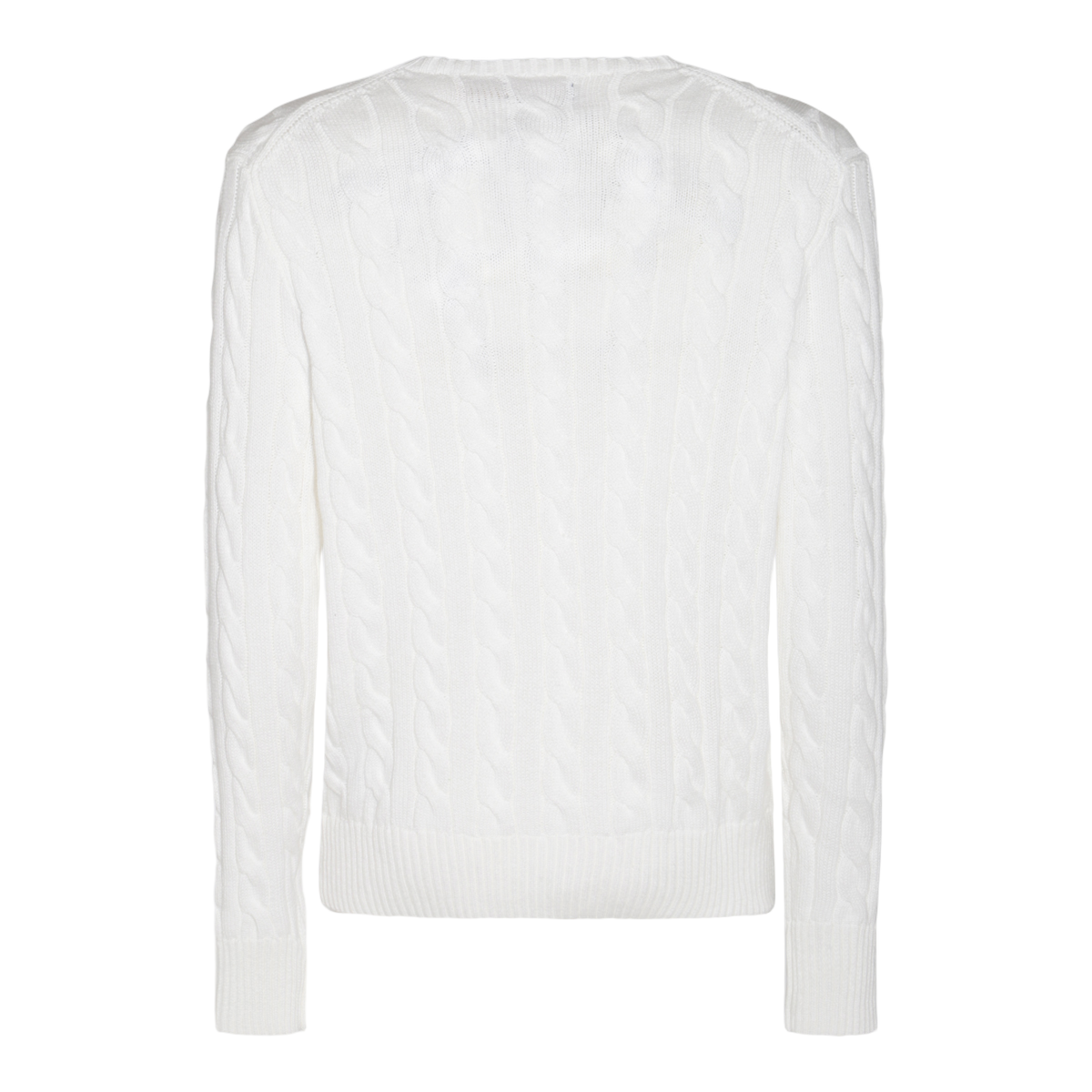 Classic Cable-Knit Sweater with Textured Design and Logo