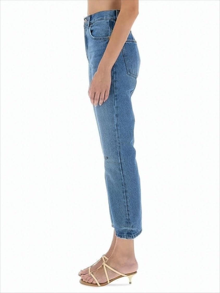 Mid-Rise Denim Pants with Flared Legs