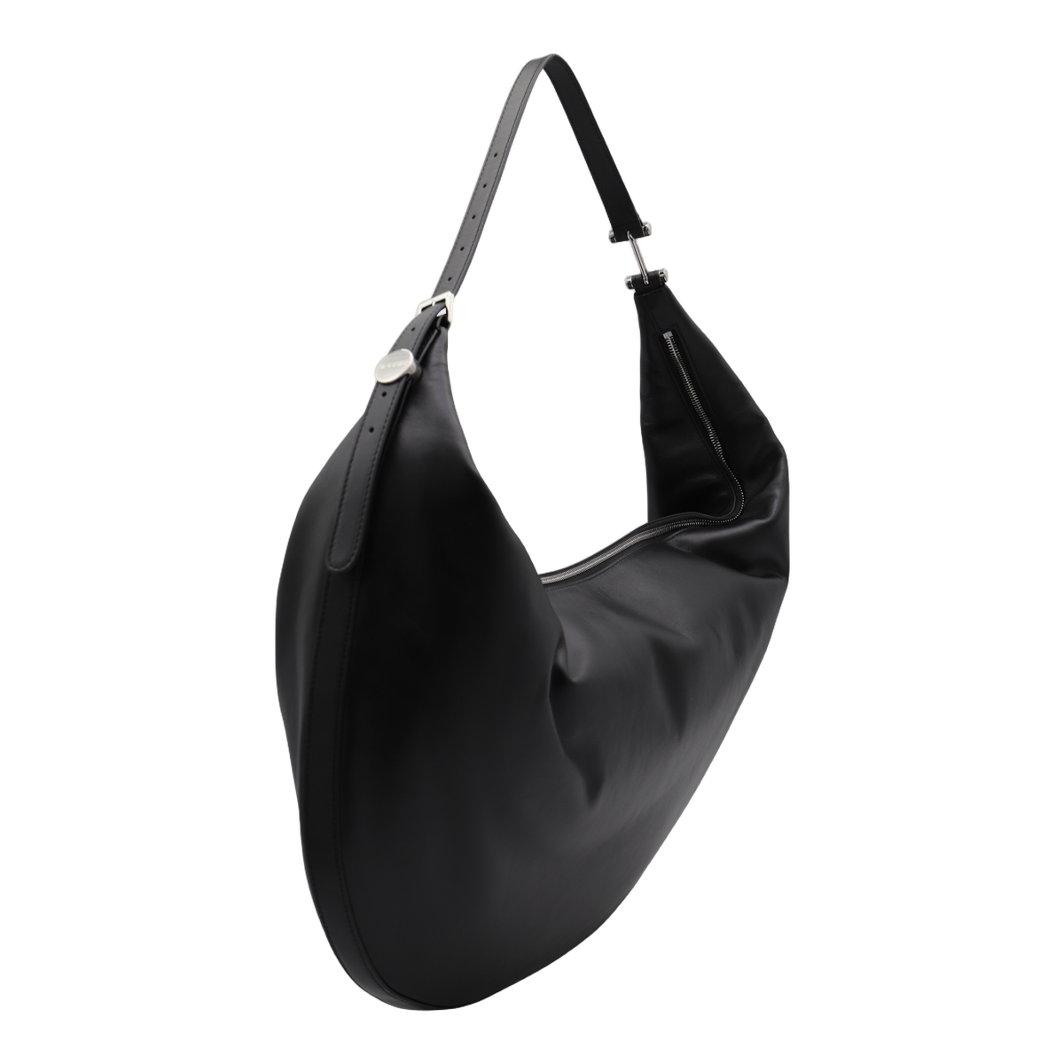 Crescent-shaped Black Bag with Adjustable Strap
