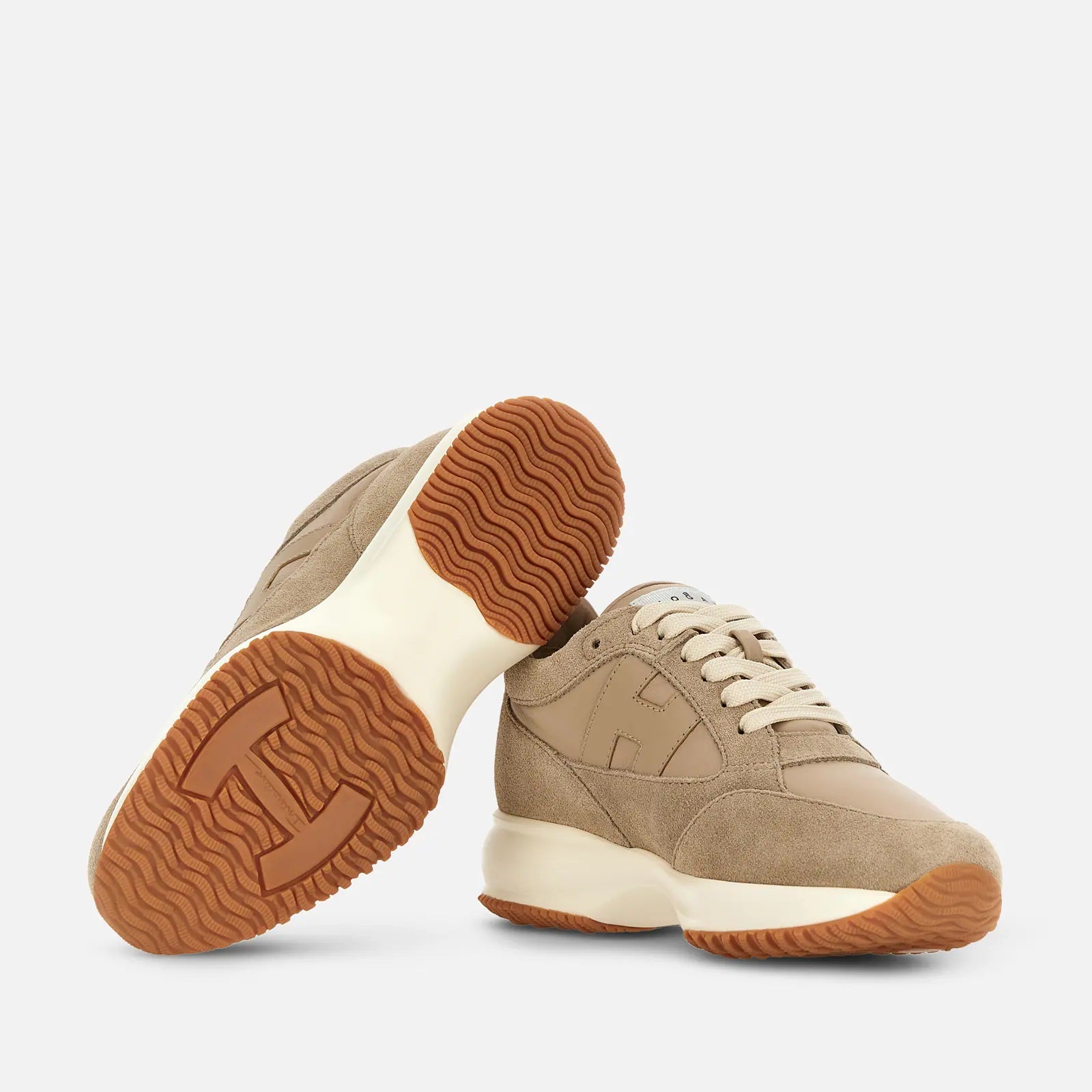 Beige Interactive H713 Lace-Up Sneakers