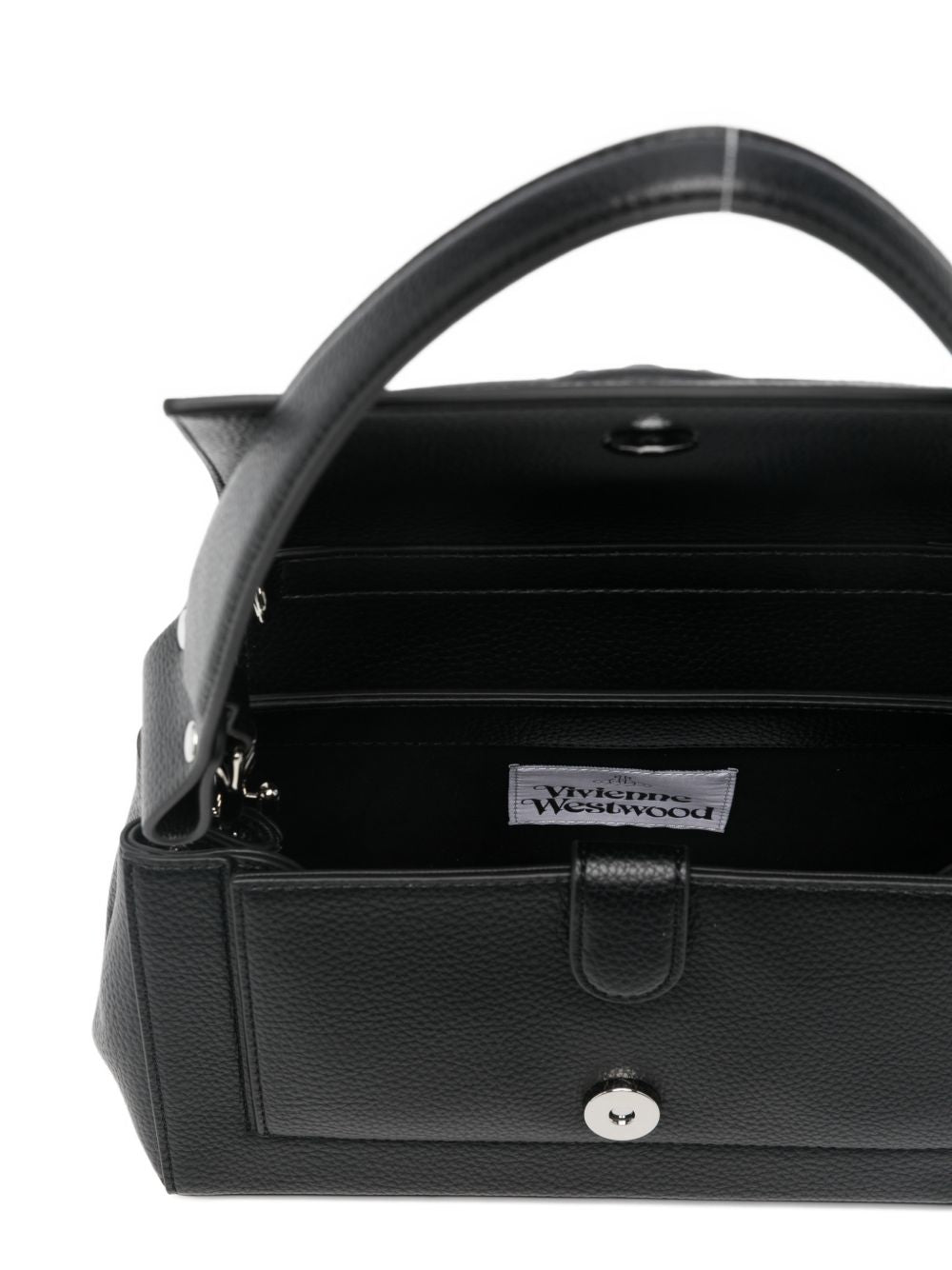 Structured Black Handbag With Pebbled Texture And Silver Chain Strap