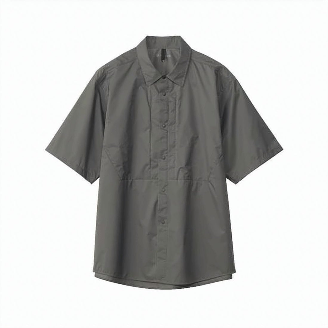Short-Sleeved Grey Top with Classic Collar