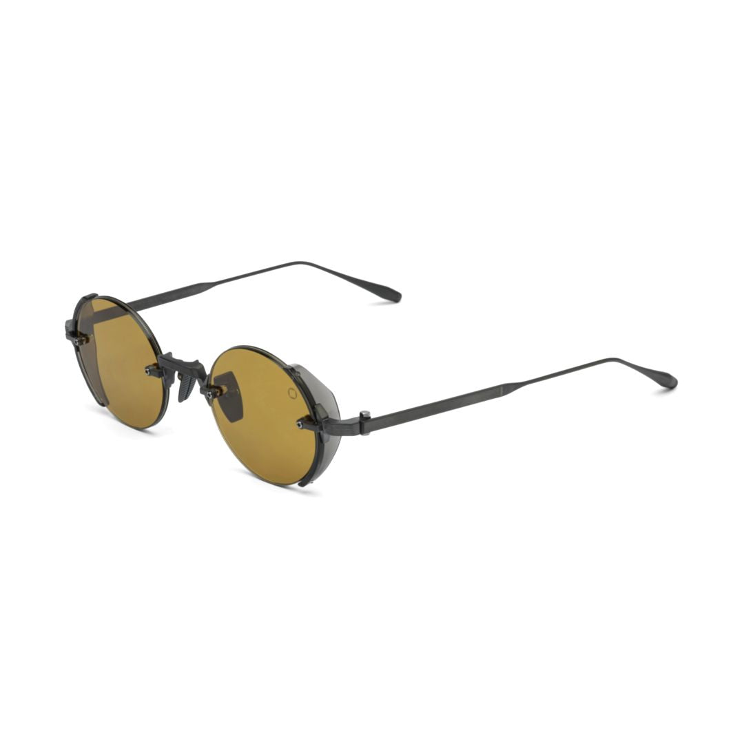 Jupiter Round Amber-Tinted Sunglasses with Textured Detailing