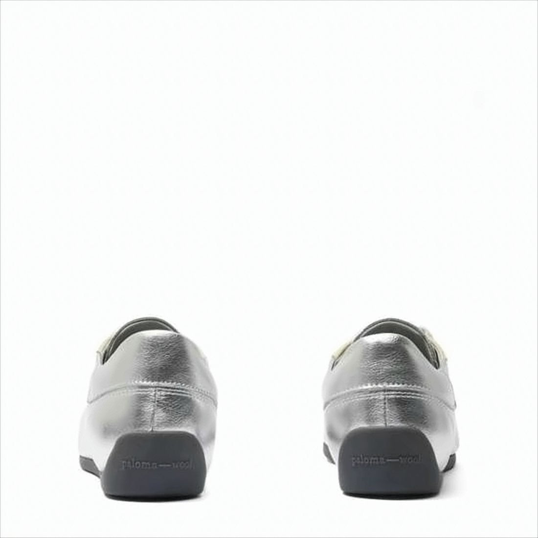 Minimalist Metallic Silver Sneakers with Unique Accents