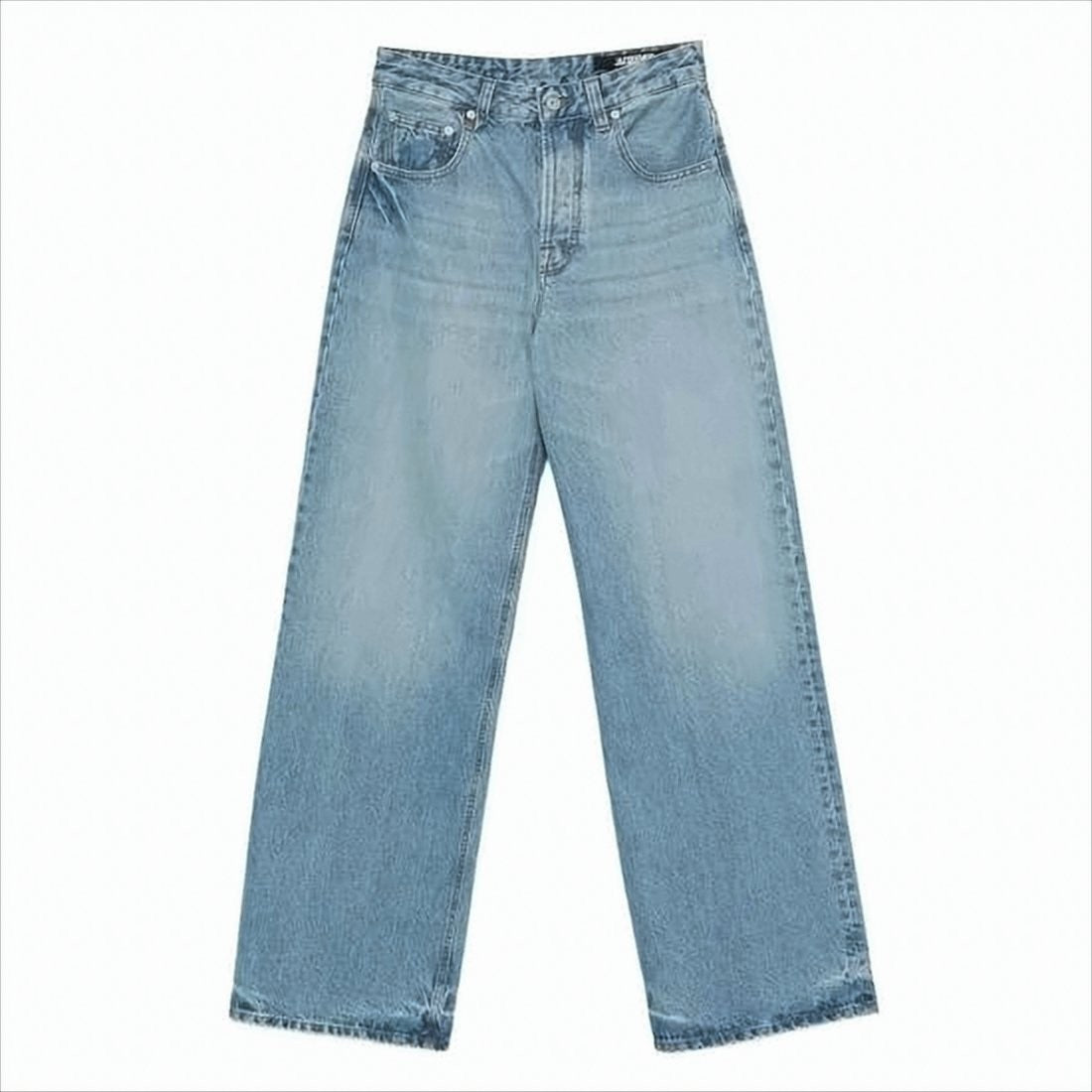 High-Waisted Wide-Leg Denim Pants with Signature Detail