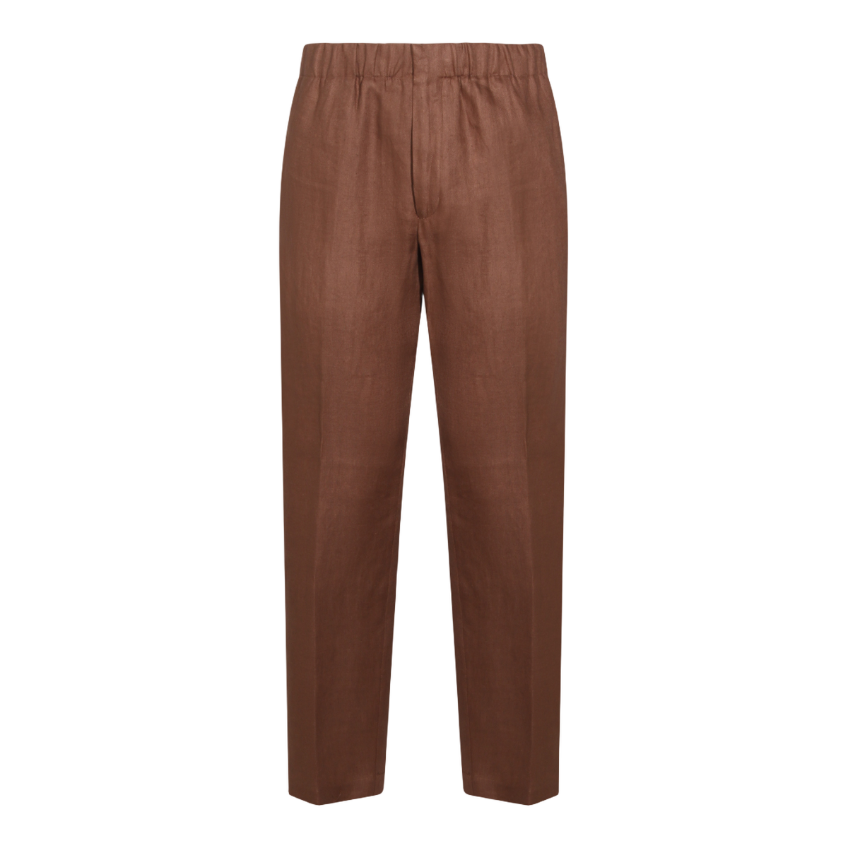 Straight-Leg Brown Trousers with Classic Waistband and Refined Finish