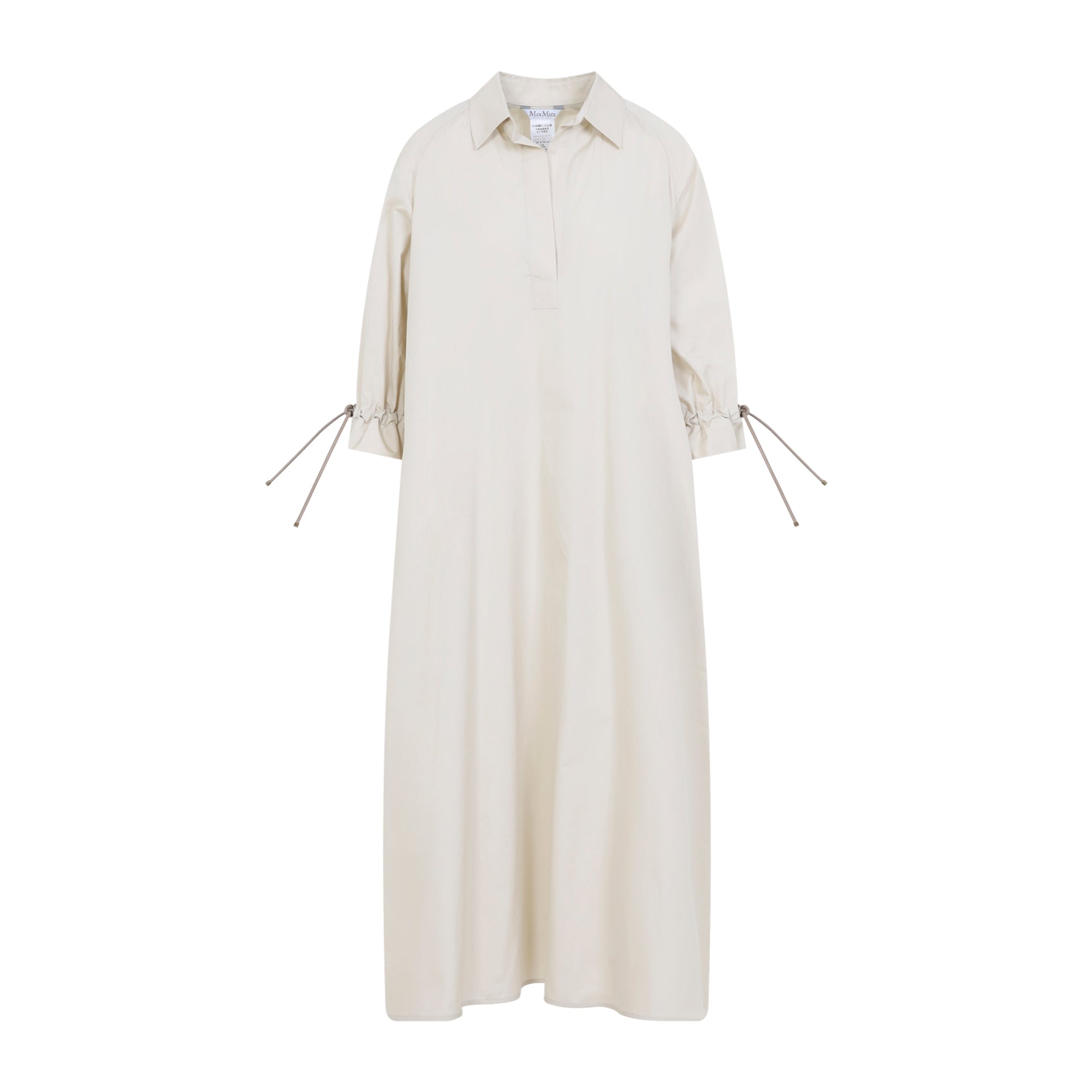 Loose-Fitting Cotton Midi Dress With Collared Neckline