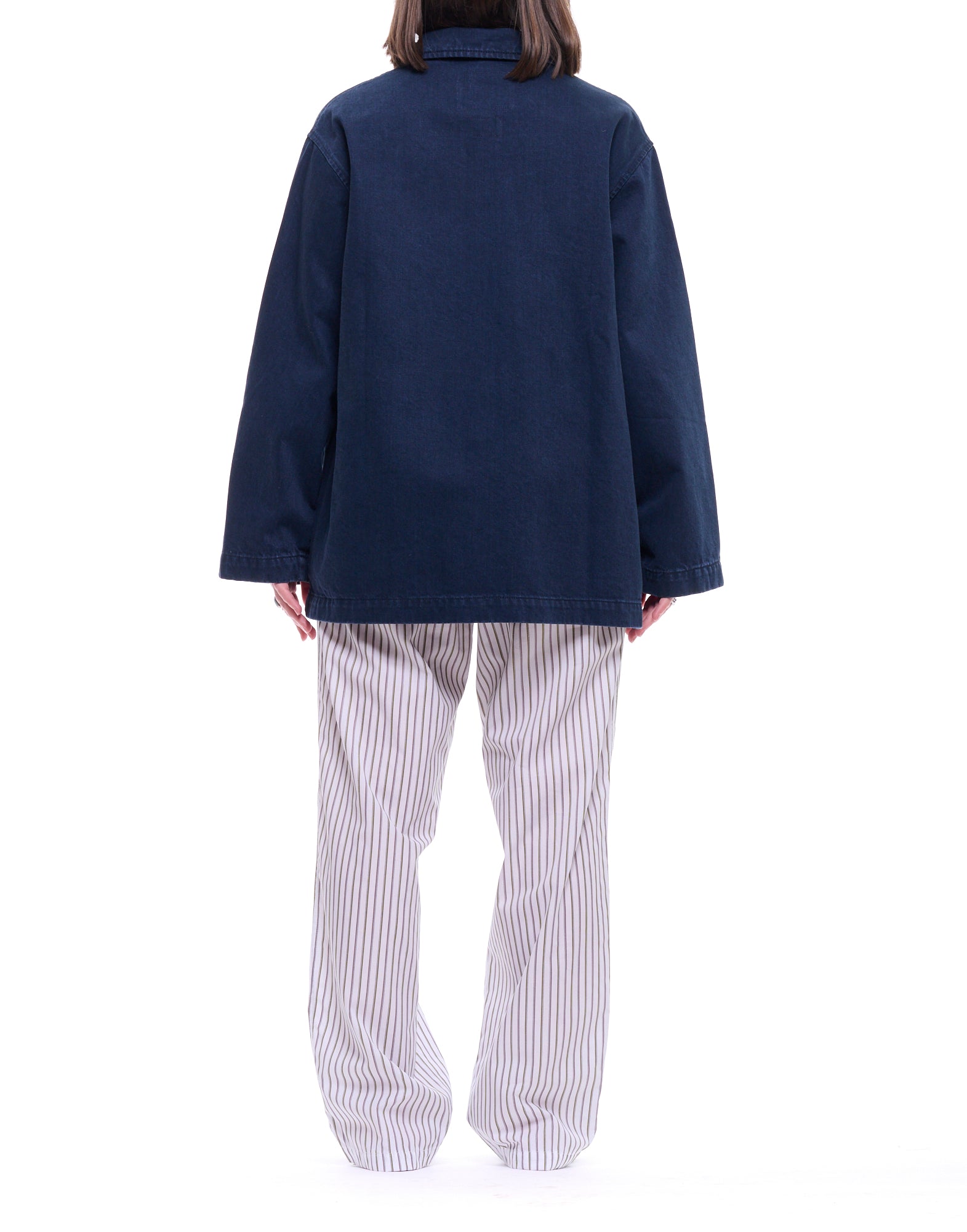 Structured Denim Jacket with Classic French Collar